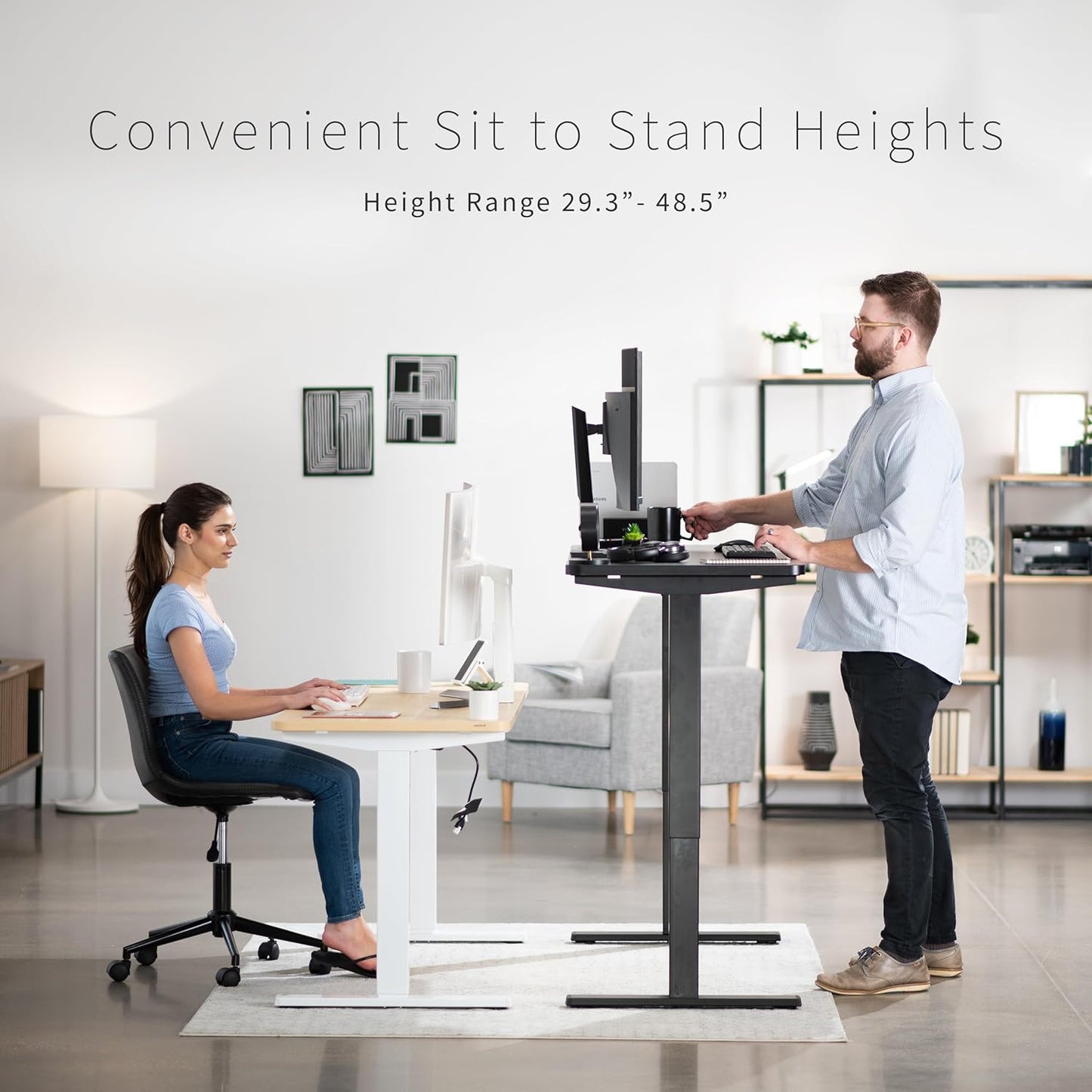 VIVO Electric 60 x 24 in Standing Desk, Memory Height Adjustment, 1B Series, One-Piece Light Wood Top, Gray Frame, DESK-KIT-1G6C