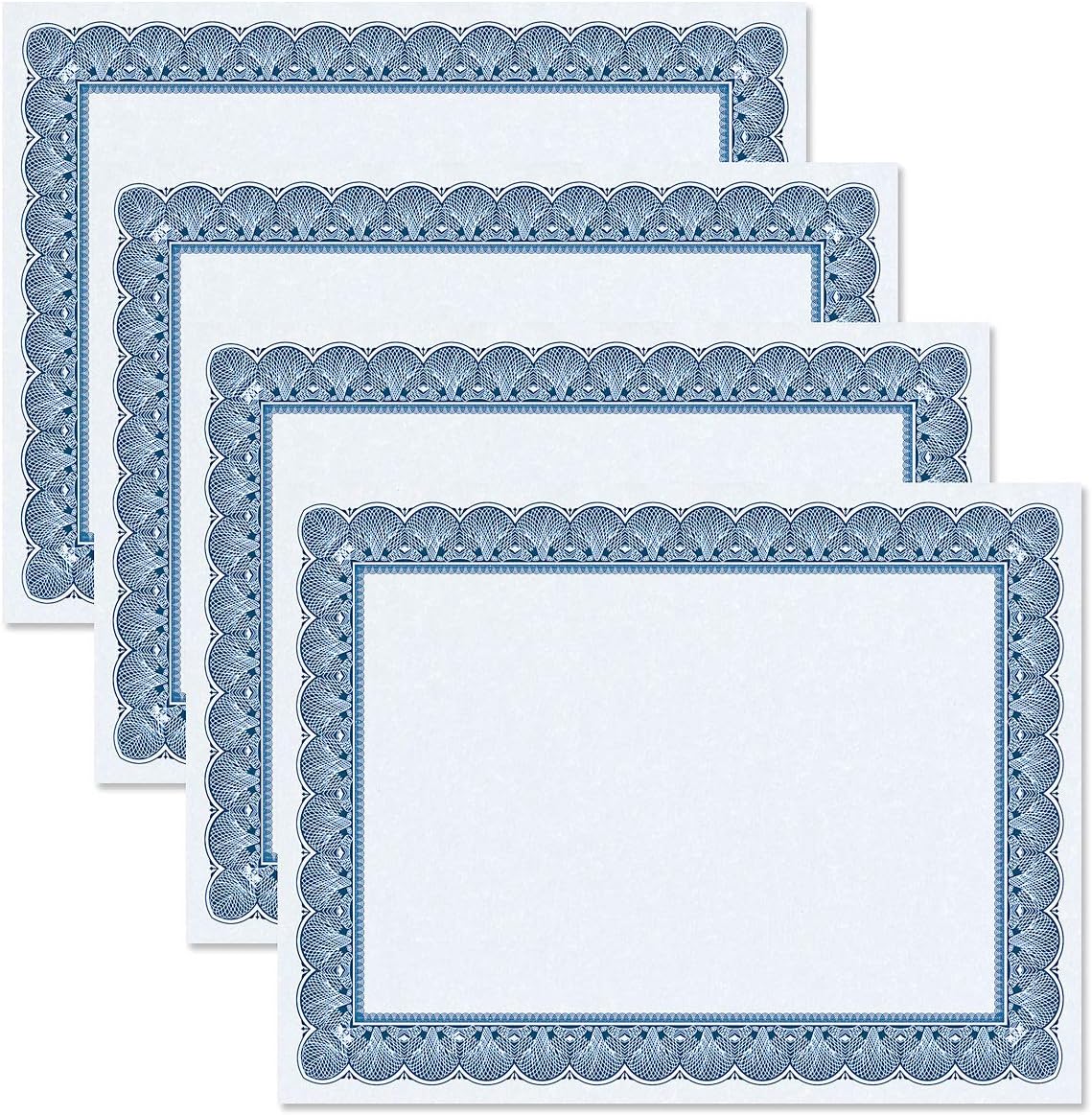 Classic Elite Award Certificate Collection - Includes 25 Certificate Papers (White/Blue), 25 Heavy Linen Folders (Blue/Silver), 25 Silver Foil Seals, Laser & Inkjet Printer Compatible