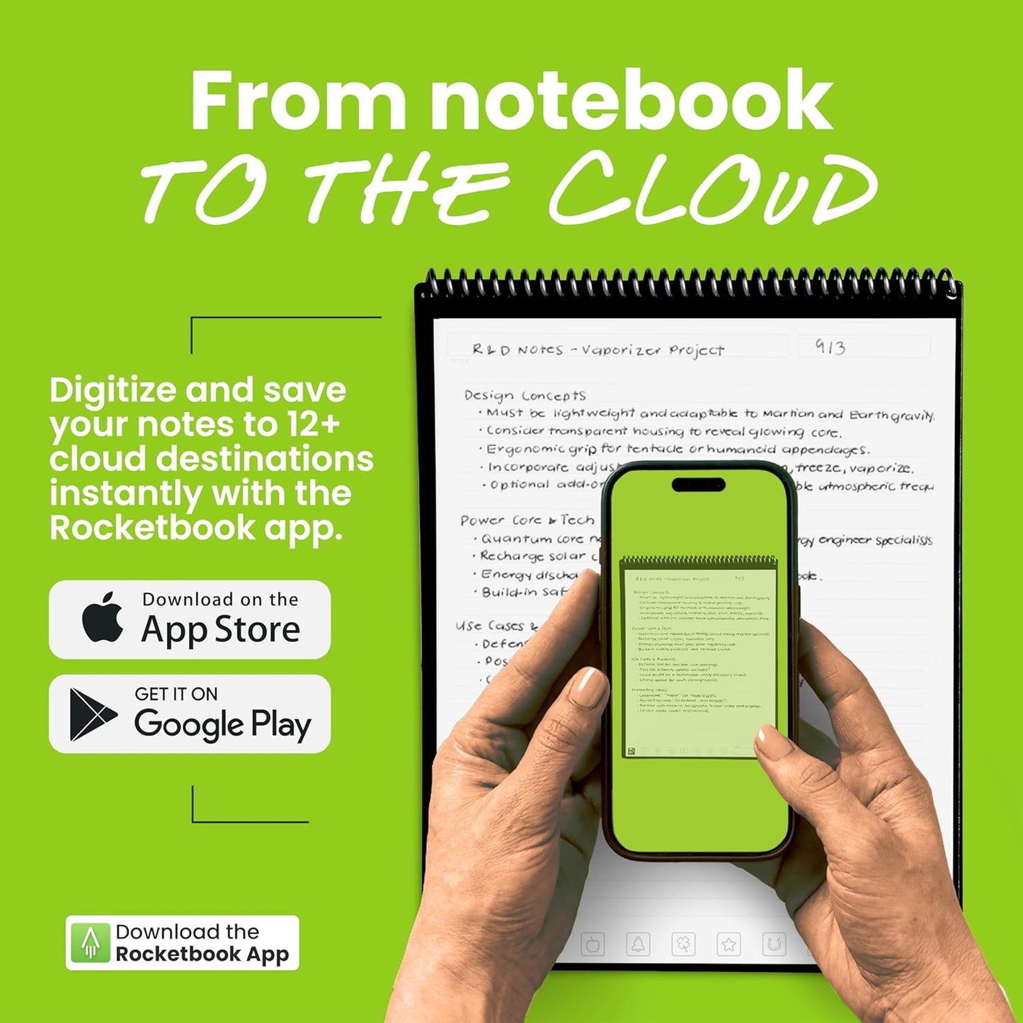 Rocketbook Flip Reusable Smart Notepad, Top Bound Notebook Letter Size8.5x11, Black - Lined and Dotted Pages, App-Connected, Erasable, Ideal for Righties and Lefties