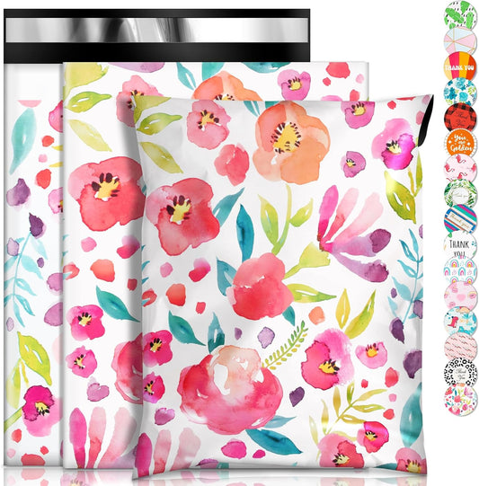 Oududianzi Poly Mailers 6x9, 50 Pack Shipping Bags, Self-Seal Mailing bags, Mailers Poly Bags for Shipping, Shipping Envelopes, Packaging Bags for Small Business and Clothes - Floral