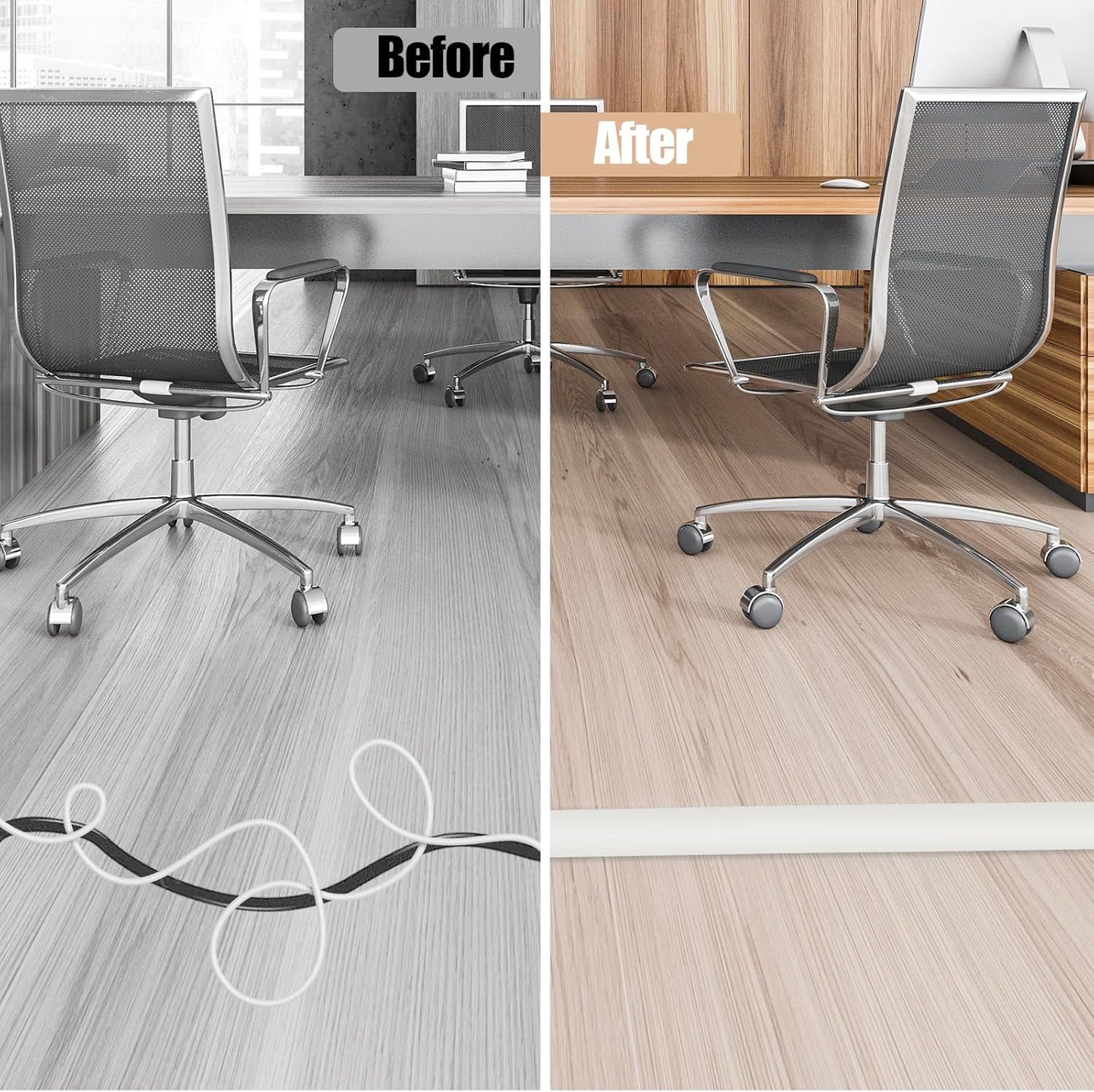 Floor Cord Cover Cable Cavity Self Adhesive Cord Hider Floor 3.3FT Floor Cable Management Power Cord Protector Floor Electric Cord Covers for Offices, Gym, Exhibitions (Beige, 1.18" x 3.3')
