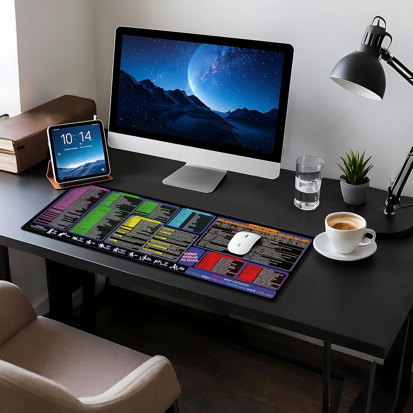 All-in-One Office & Gaming Mouse Pad: Excel/Word/Power Point Mouse pad - XL Waterproof, Non-Slip Desk Mat with Stitched Edges 31.5 x 11.8inches x 3mm