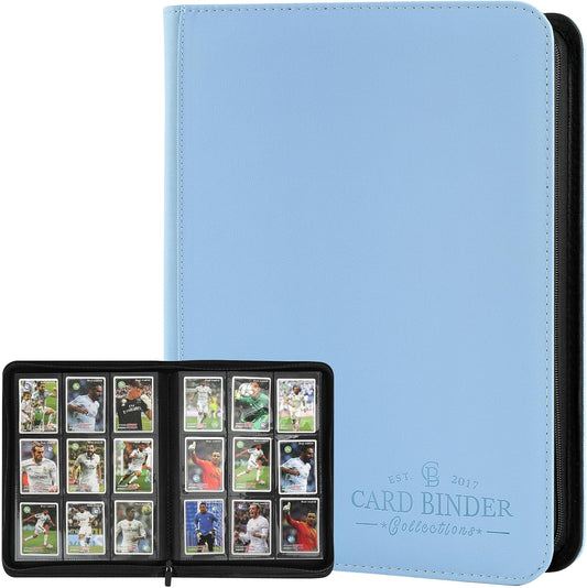 9 Pockets Card Binder,Premium Zip Trading Card Binder,540 Double Sided Pocket PU Collection Binder, Collector Album, Card Folder for MTG, TCG, Business Cards.(Light Blue)