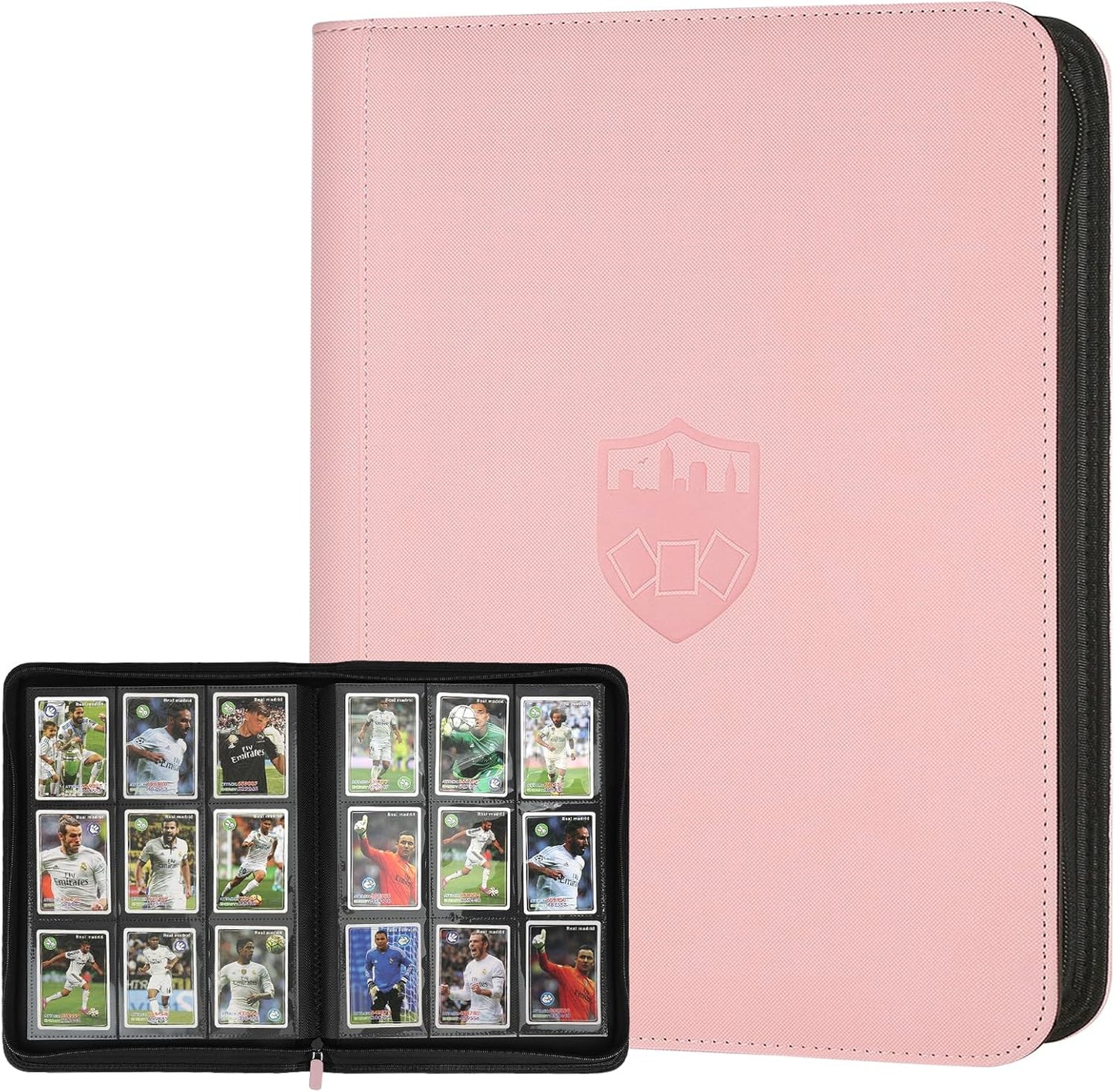 Trading Card Binder 9 Pocket, GERMUN PU Cover Card Binder for 360 Cards, Premium Trading Card Holder Folders, Double Sided Pocket Card Album for MTG, TCG (Pink)