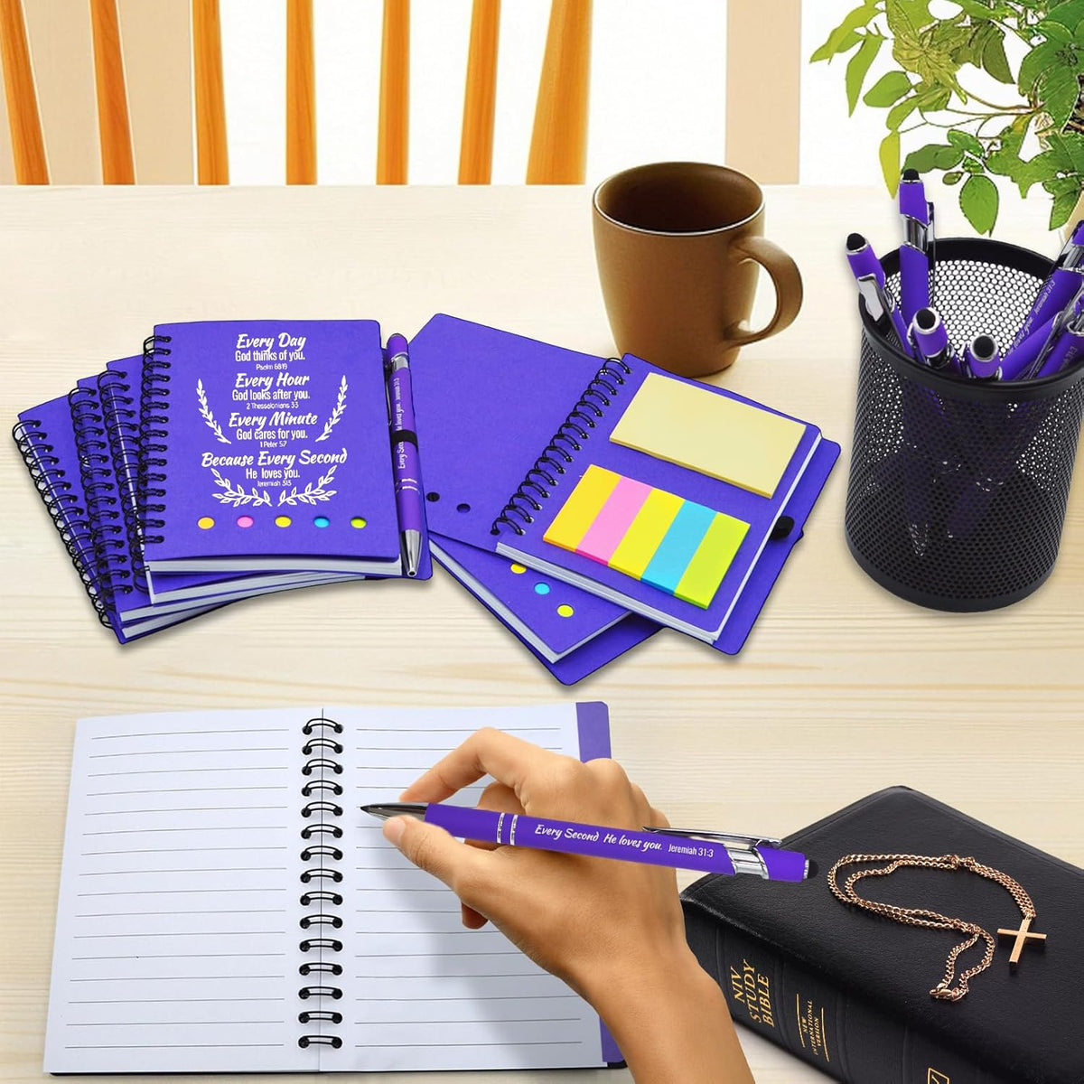400 Pcs Bulk Fathers Day Christian Gifts Prayer Journal for Woman - 200 Set Religious Notepad with Christian Pen - Bible Notebook - Church Gifts for Inspirational, Bible Study, Devotions ( Elegant )