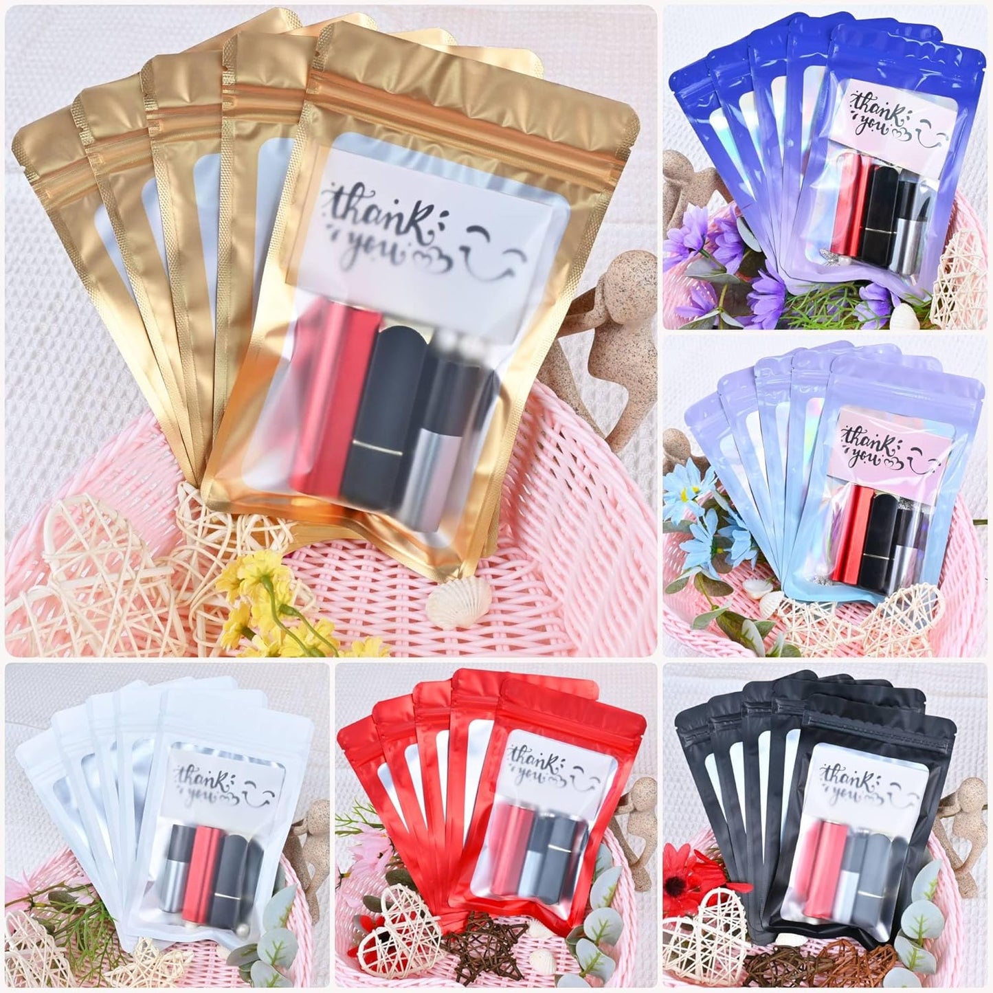 Resealable Mylar Pouch Bag Great for Office Home Party Favor Food Storage (100PCS, Holographic Color, 3.5 x 6.3 inch)