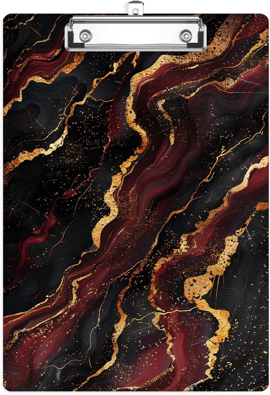 Red Marble Plastic Clipboards,Cute Fashion Clipboard Decorative 8.5" x 12.5"Standard A4 Size Clipboards,Acrylic Clipboard for Teacher,Social Worker,Students,Nurse,Office Supplies