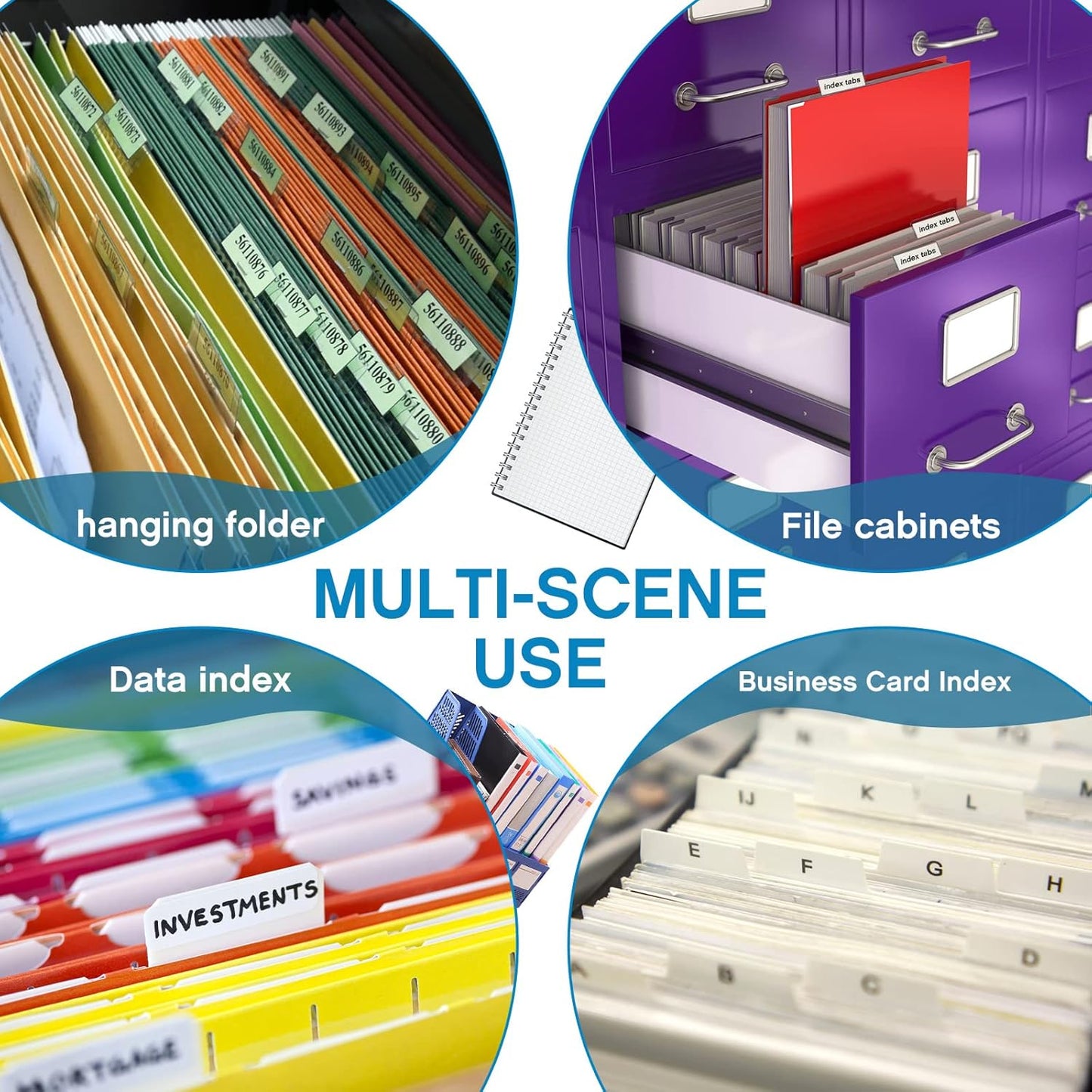 2 Inch Insertable Self-Adhesive Tabs with Printable Inserts with File Folder Labels Sticky Plastic Index Clear Divider Stick on File Self Adhesive for Book Page(100 Pieces)
