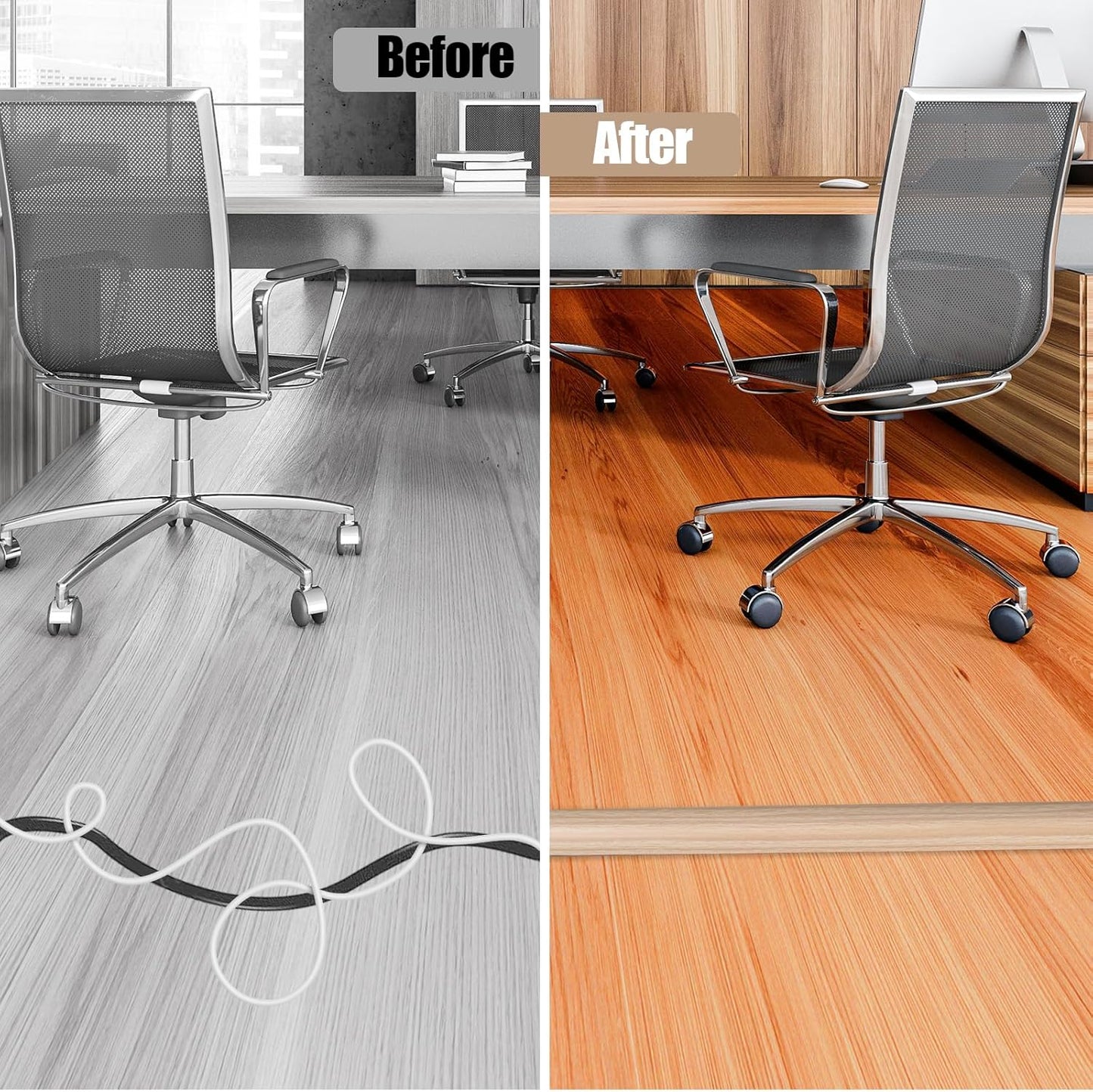 Floor Cord Cover Self Adhesive Cord Hider,10FT Cable Management, Extension Strip Protector for Wires, Prevent Cable Trips for Offices, Gyms, Exhibitions Cavity:0.3"(W) x0.28(H) WoodLightyellow