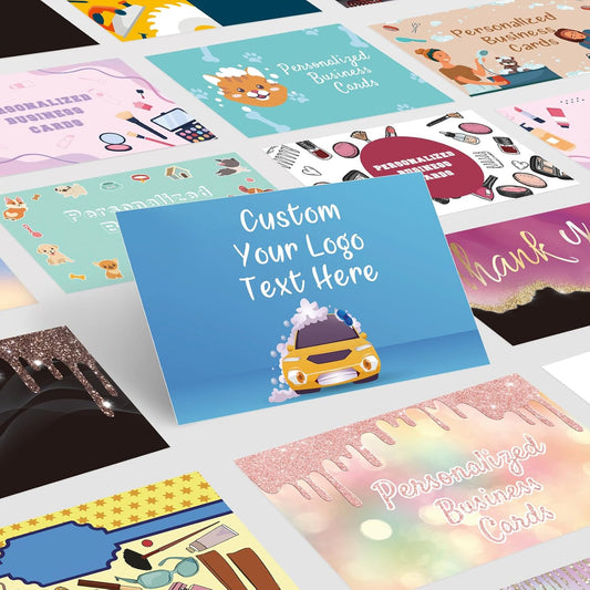 Custom Business Cards Customizable with Logo Text,Personalized Business Cards Photo Printable Car Wash Cards 1000 500 200 100 Double Sided Customize Cards for Small Business Waterproof
