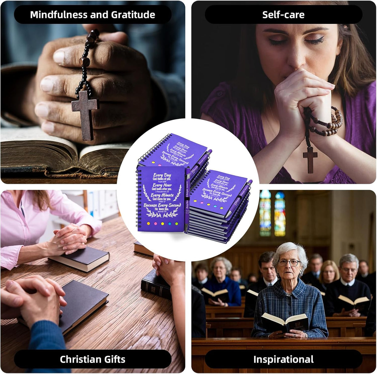 40 Pcs Bulk Fathers Day Christian Gifts Prayer Journal for Woman - 20 Set Religious Notepad with Christian Pen - Bible Notebook - Church Gifts for Inspirational, Bible Study, Devotions ( Elegant )