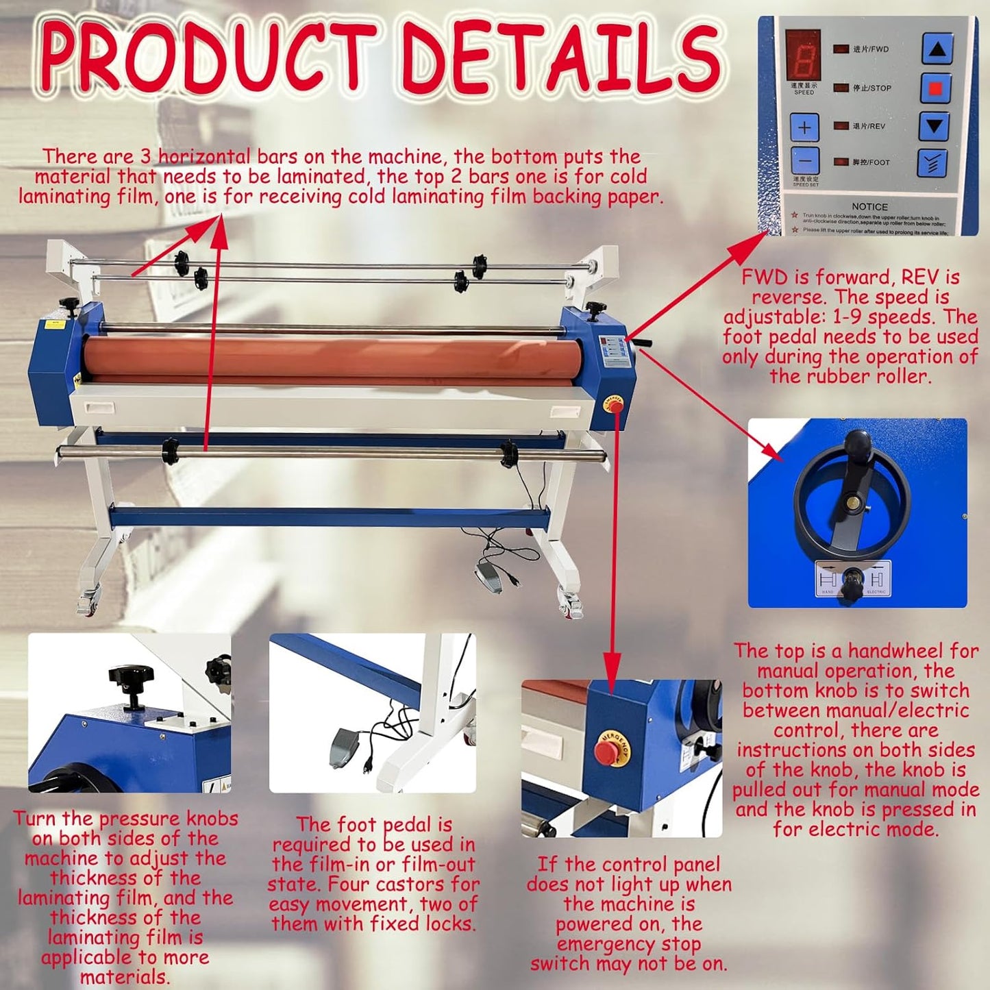 63" Professional Cold Laminating Machine with Self-Removing Film Function Dual Mode Electric/Manual Operation 110V Wide Format Laminator for Posters, Banners, Decals