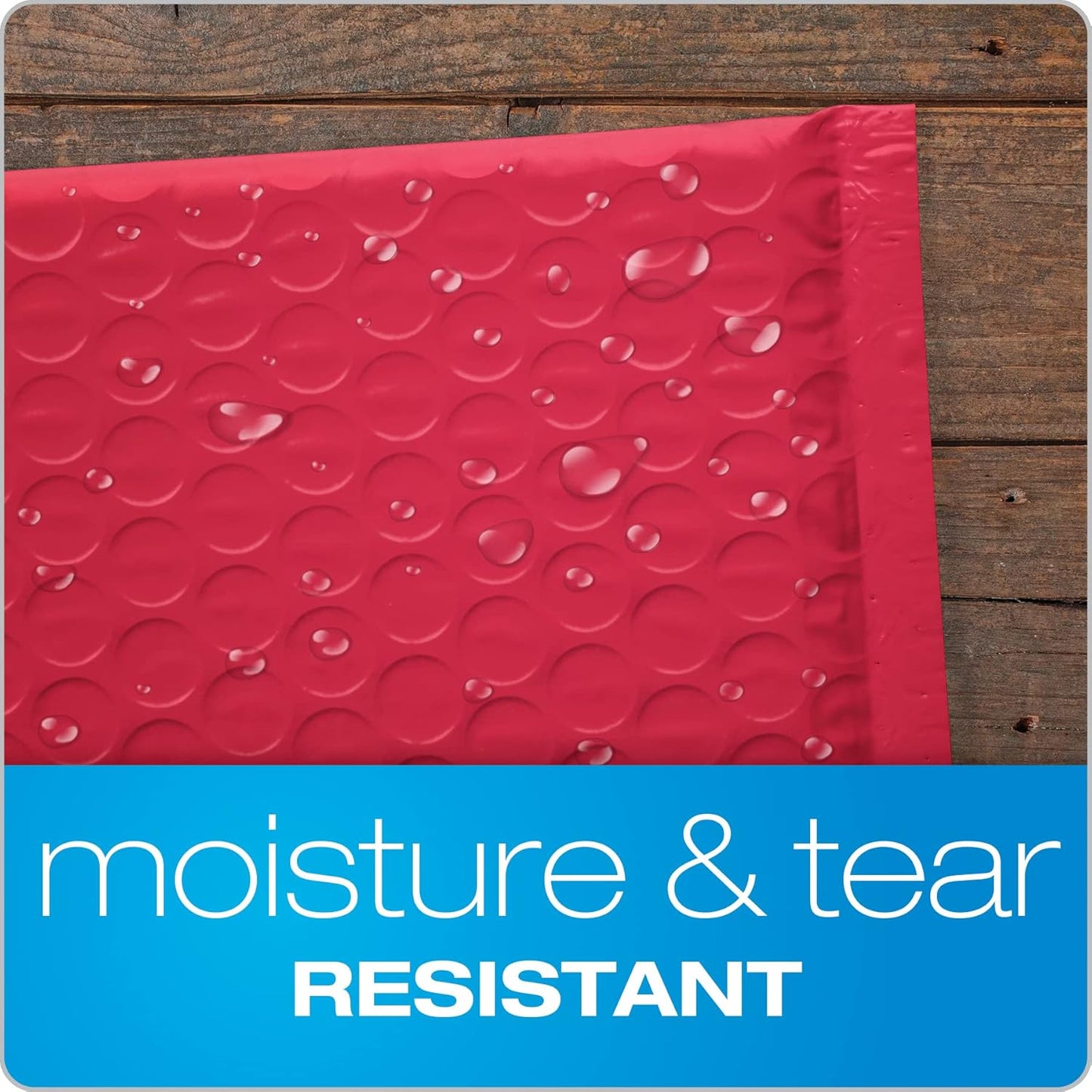 Quality Park Bubble Mailers, 6 x 9 Shipping Envelopes, Water Resistant Red Poly Padded Envelopes, Redi-Strip Peel Off Closure, 50 Per Box (QUA85864)