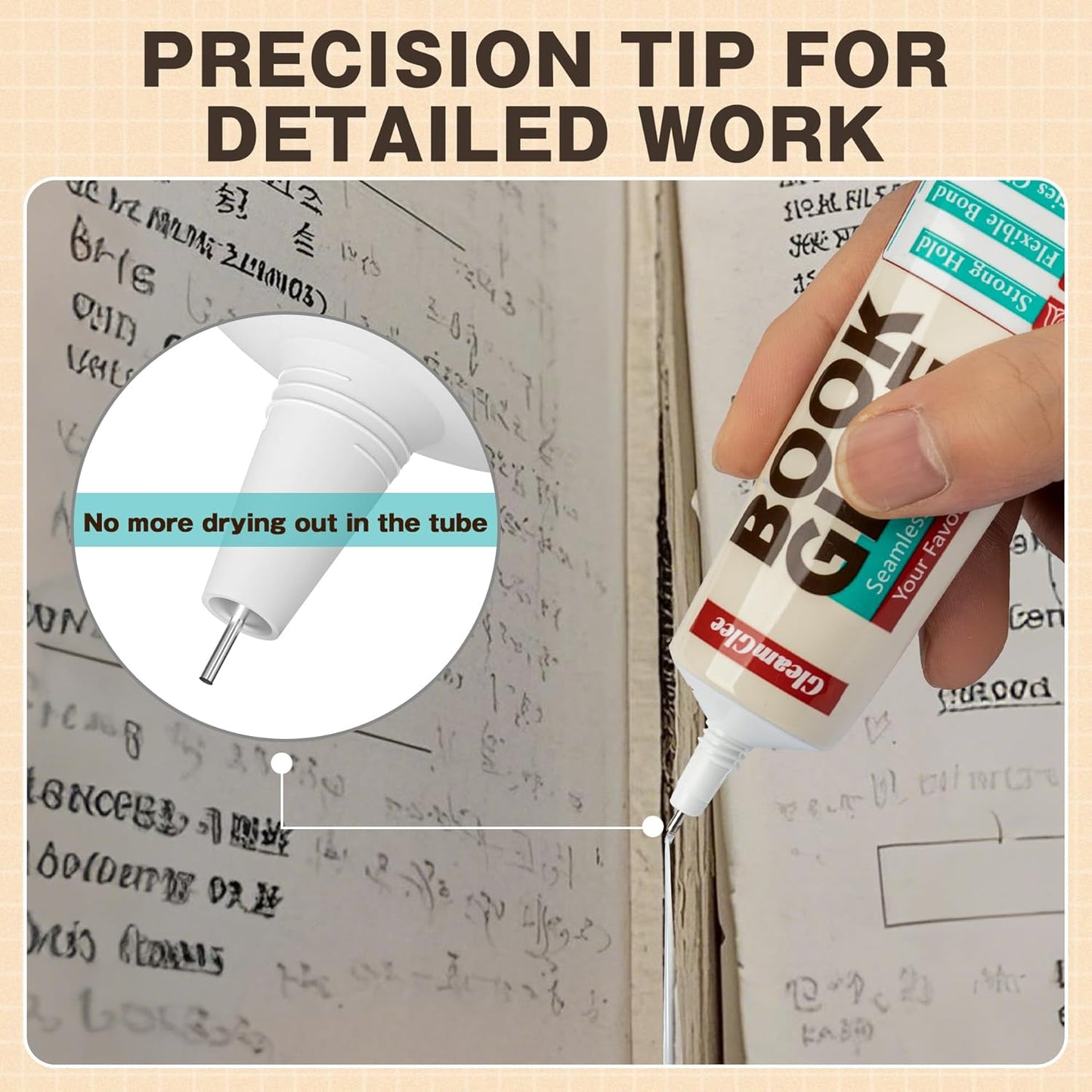 Book Glue, Dries Clear & Flexible Book Binding Glue Adhesive, Used for Bookbinding and Book Repair, Book Nook, Framing, Collages, Paper Art and Crafts - 60ml