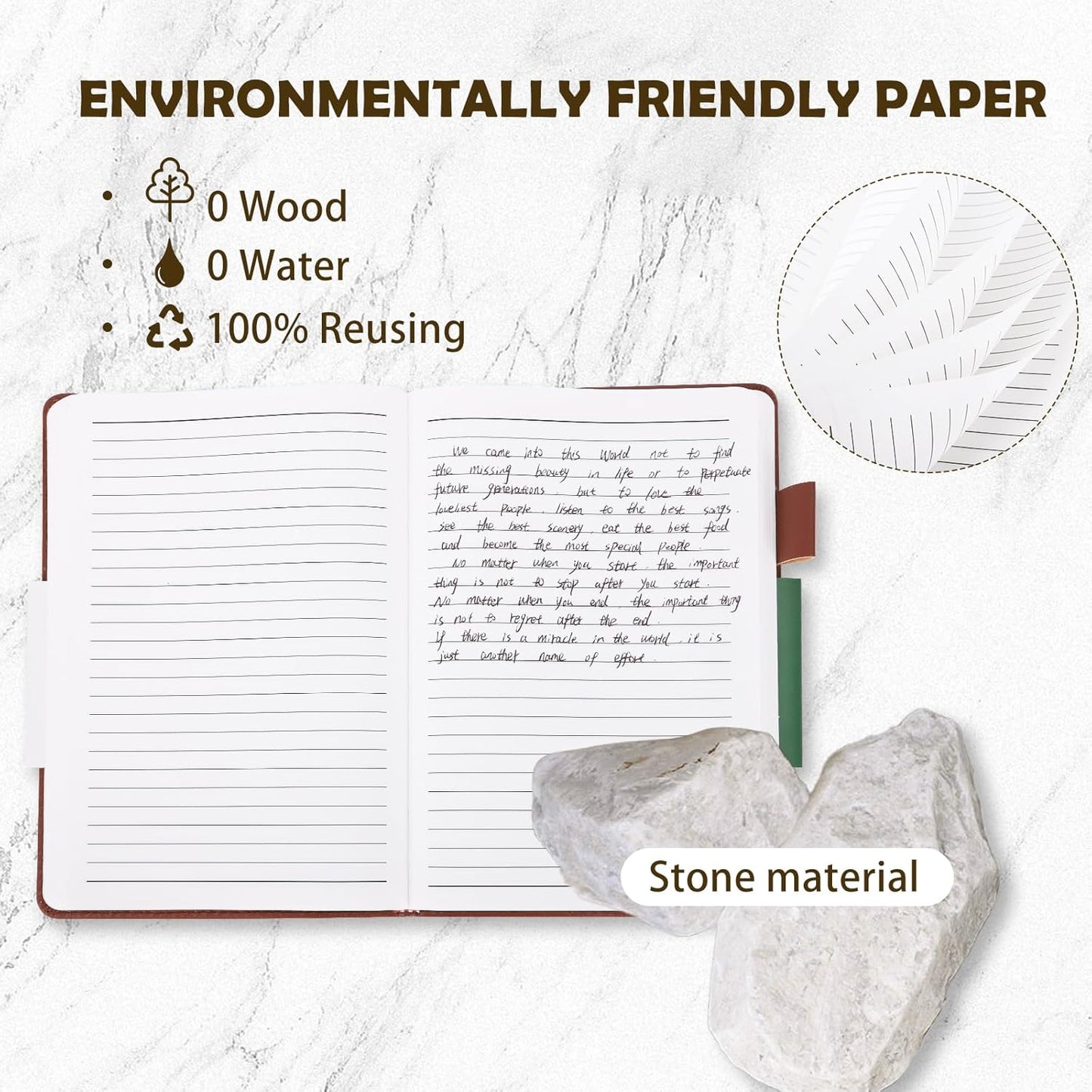 Stone Paper Notebook for Women Men, A5 Waterproof Notebook Hardcover Executive Journal, Ruled Notebooks for Writing, Business, Work ＆ School, 160 Pages Notebook with Box (A5 Blue)