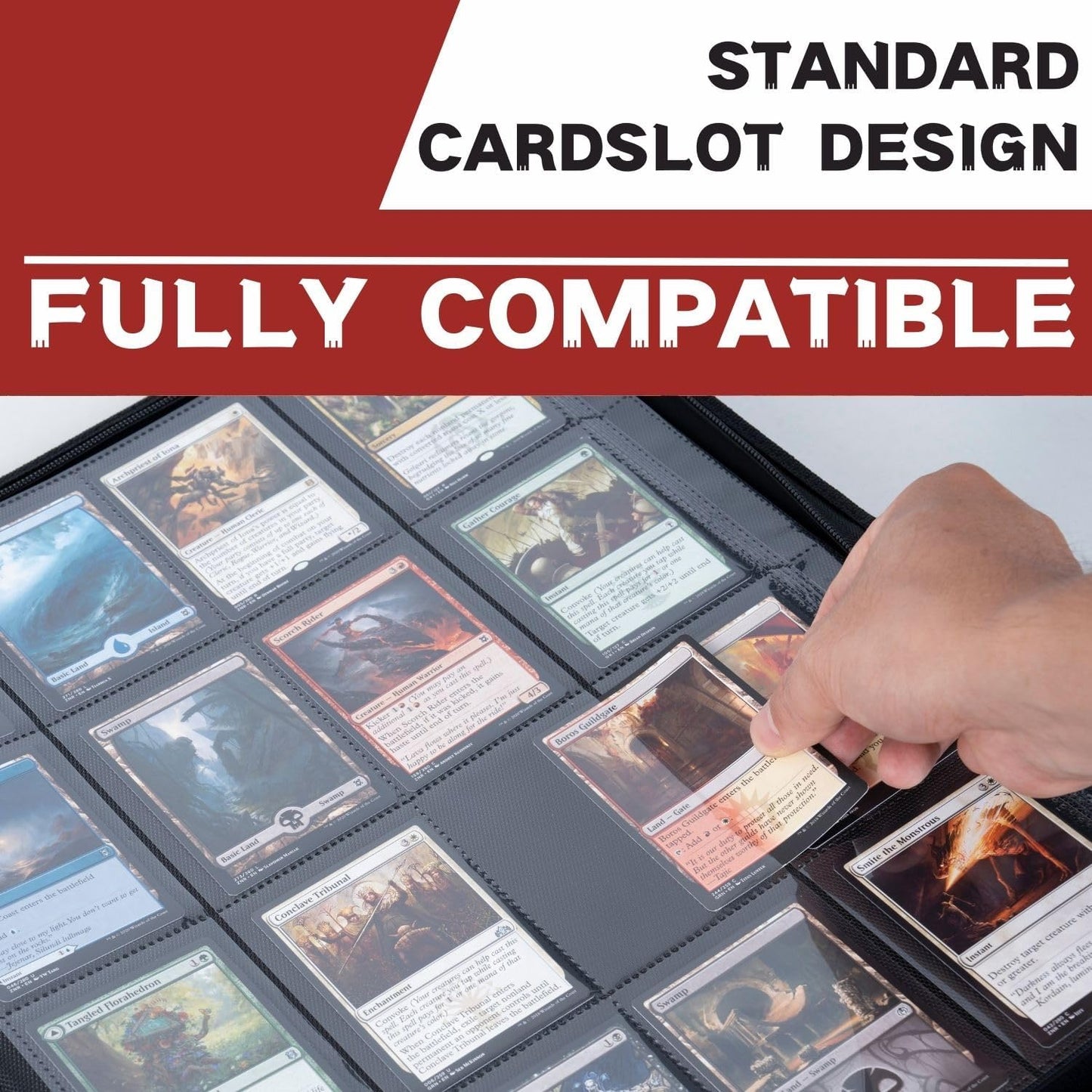 1000+ Pockets Trading Card Binder, 16-Pocket Card Ablum Compatible with MTG,Sports Cards & Other Standard Size Trading Cards (Red)