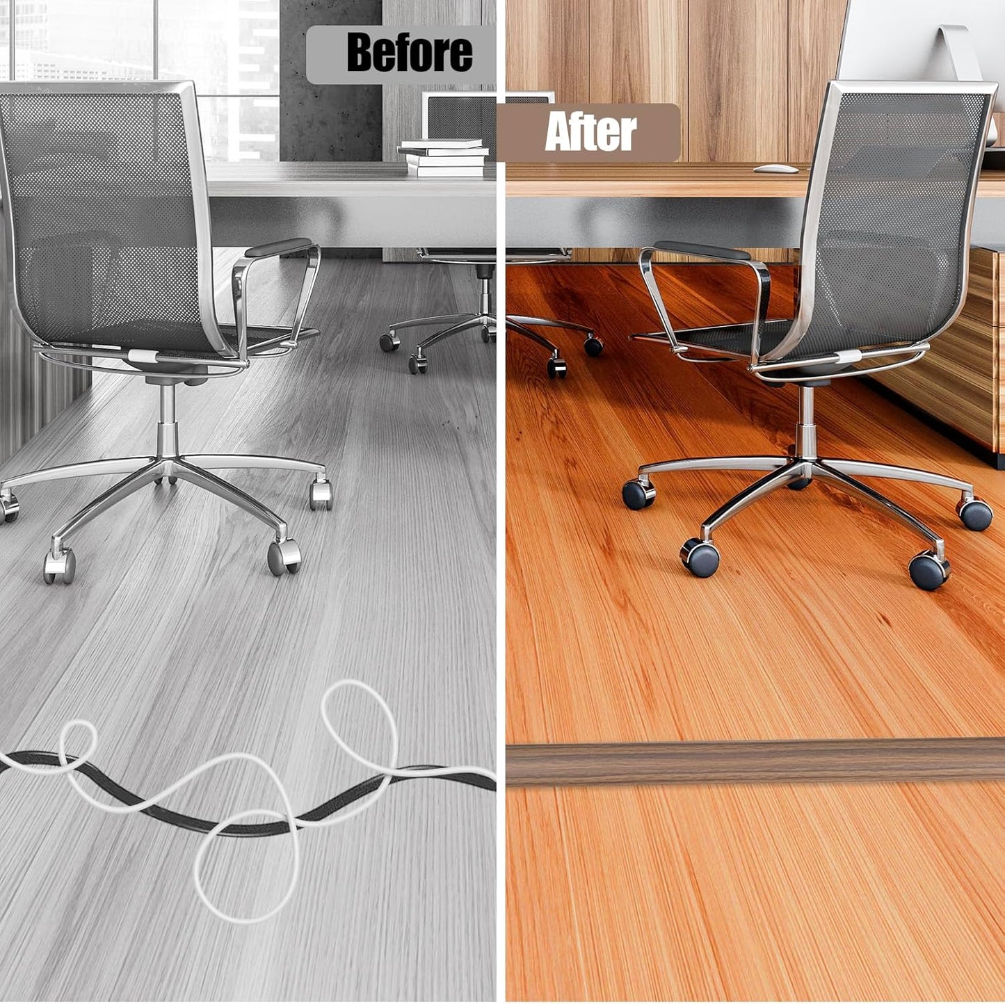 Floor Cord Cover Self Adhesive Cord Hider,10FT Cable Management, Extension Strip Protector for Wires, Prevent Cable Trips for Offices, Gyms, Exhibitions Cavity:0.47"(W) x0.35(H) Woodsmokedbrown