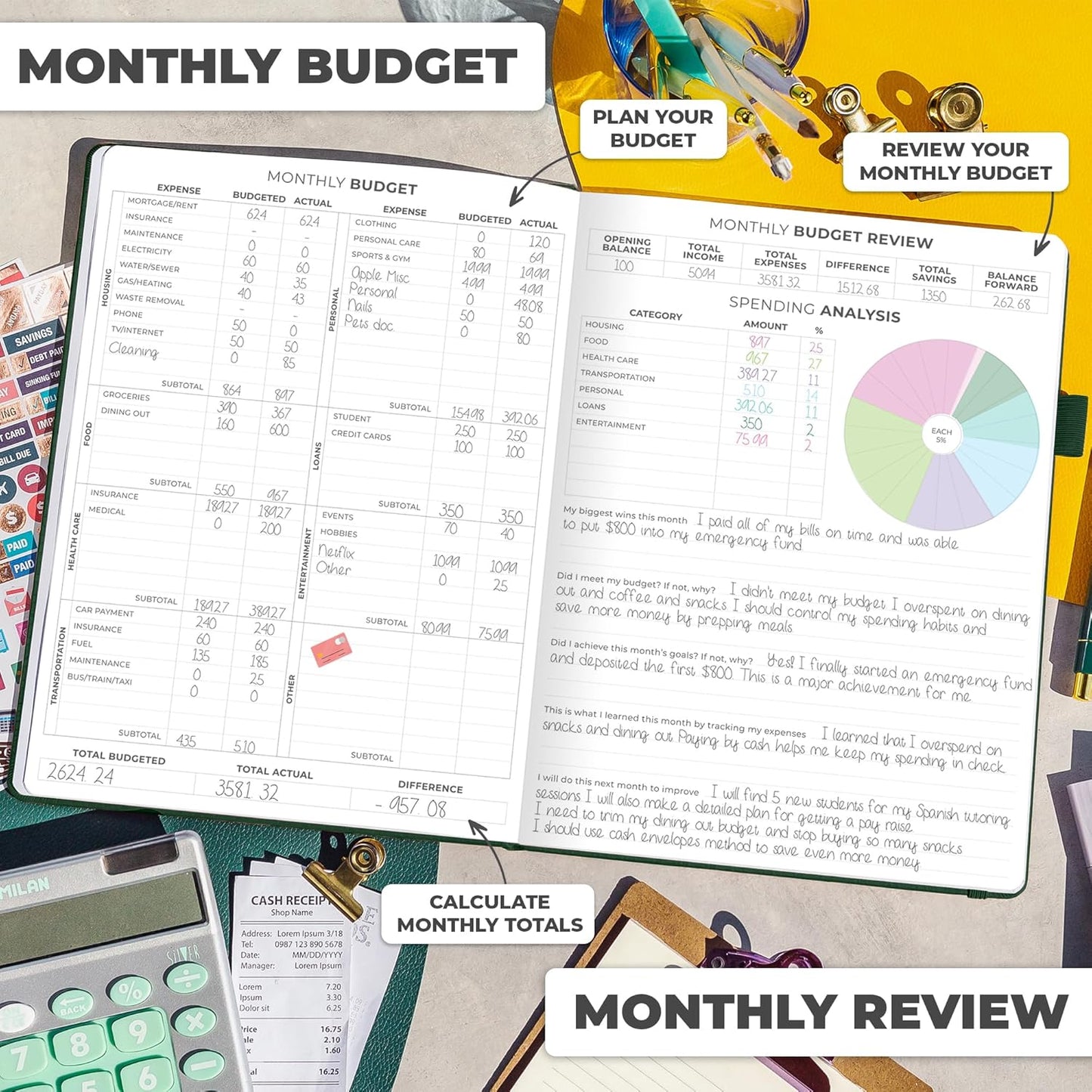 Clever Fox Budget Planner Large – Expense Tracker Notebook. Monthly Budgeting & Bill Organizer, Finance Logbook & Accounts Book, A4 (Dark Green)