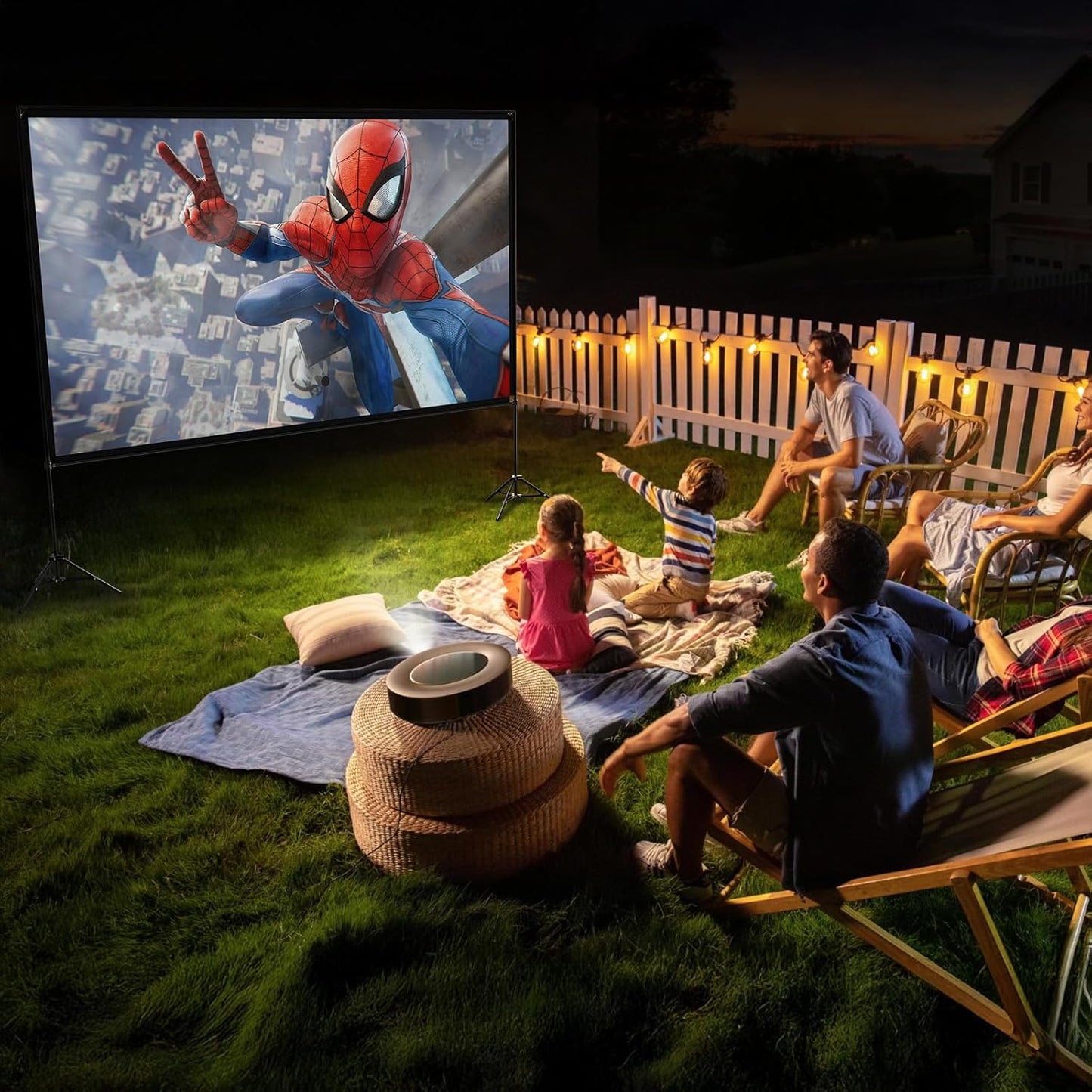 Projector Screen with Stand 120 Inch, 16:9 4K HD Portable Projector Screen Indoor Outdoor, Foldable Wrinkle-Free Movie Screen 160° Front Rear Projection Screen with Carry Bag for Home Movie