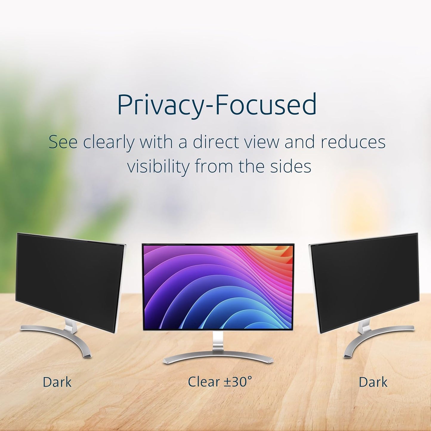 Kensington MagPro 24 Inch Magnetic Computer Privacy Screen for Desktop, Removable 16:10 Computer Privacy Filter, Anti-Glare Blue Ray Reduction, Compatible with Slim Bezel Monitors, K55423WW