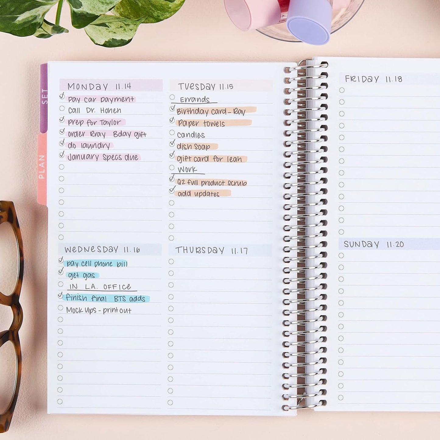 Erin Condren A5 Spiral Productivity Planner | Features Pages of Thick, Bleed Resistant 80 lb. Paper to Boost Productivity