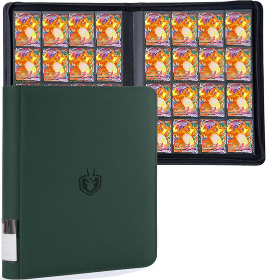 Premium-SV 1024 Pockets Card Binder,Label Design,16 Pocket Trading Card Zipper Binder, Ringless Side Loading Trading Card Album, Folder for TCG,MTG,Sports other Cards -Green