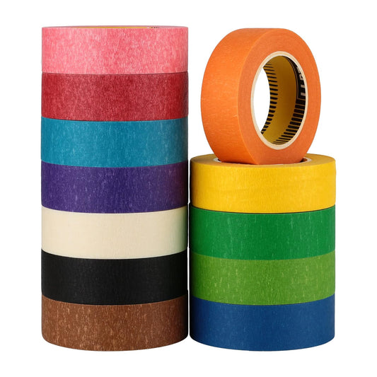 LLPT Colored Masking Tape 12 Rolls Colorful Craft Tape Total 552 Feet x 3/4" Vibrant Rainbow Colors Painters Tape for Decorative Arts Crafts Paint Color Coding Labeling (PT1912)