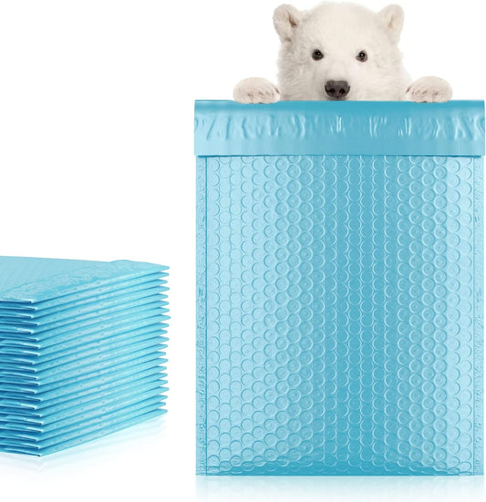 Light Blue Poly Bubble Mailers Self Seal, 6.5 x 9 Inch. Pack of 250 Bubble Packaging Envelopes for Shipping. Durable Padded Envelopes Waterproof. Self Seal Padded Mailers. Shipping Packages