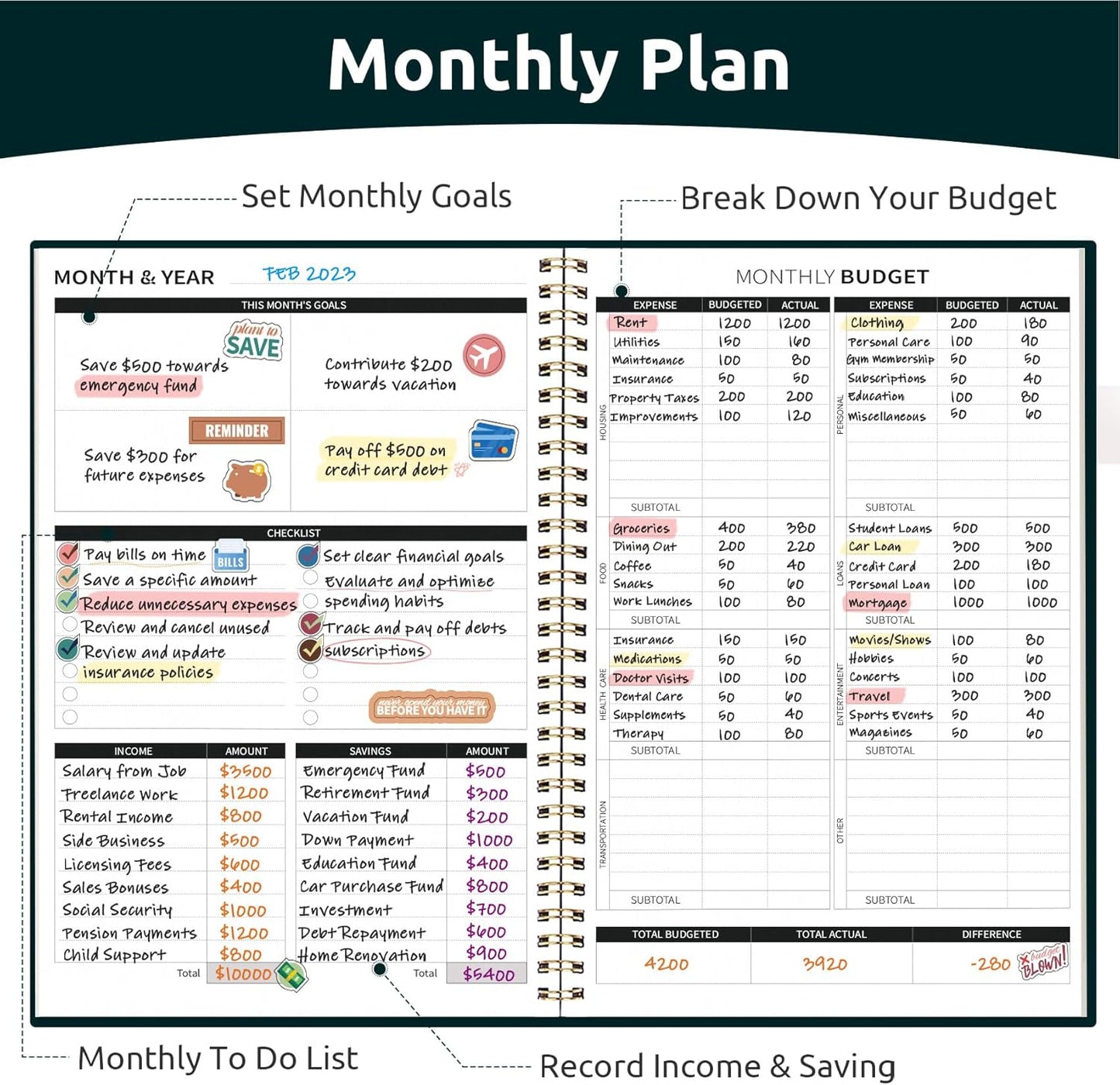 Aesthetic Budget Planner - Monthly Finance Planner with Expense Tracker Notebook, Undated Bill Organizer to Manage Your Finances, Account Book with Colorful Pattern-Wildflower Reverie