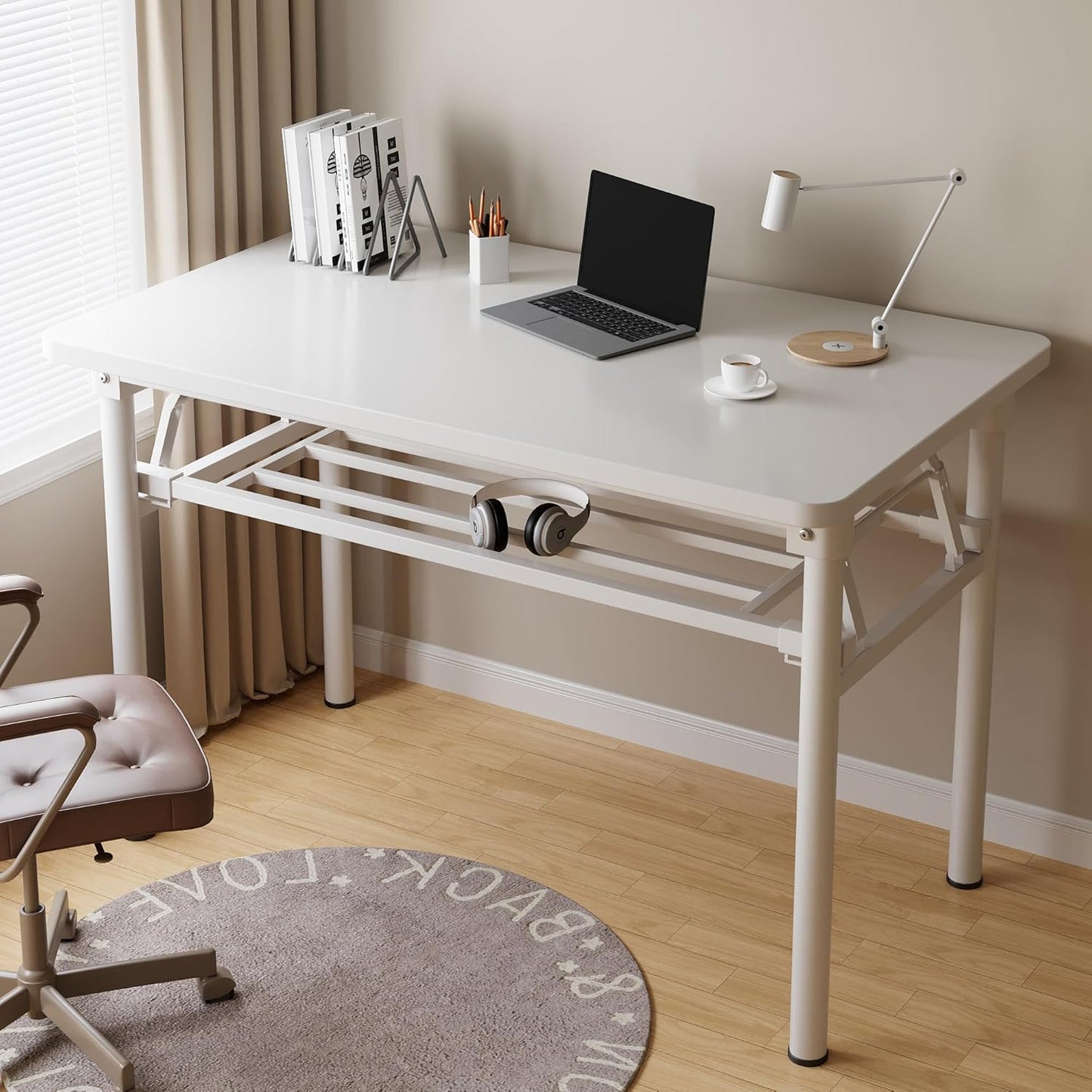Small Folding Desk No Assembly,39.4 Inch Folding Computer Desk Small Foldable Table for Home Office.