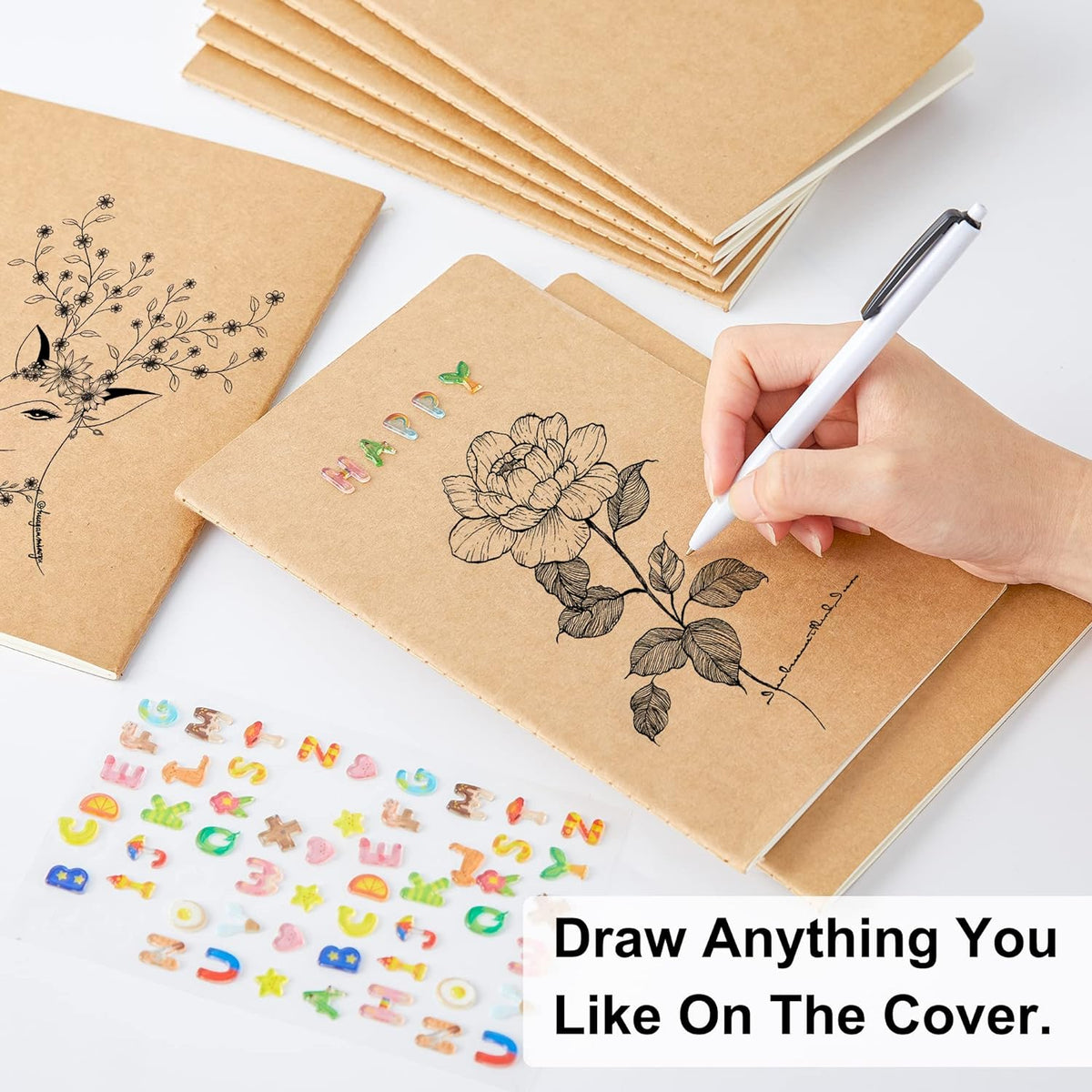 feela 60 Pack Kraft Notebooks Bulk, Lined Travel Journals Note Pad Notebooks for Men Women Girls Students, Making Plans Writing Memos Office School Supplies, A5, 60 Pages, 8.3” X 5.5”