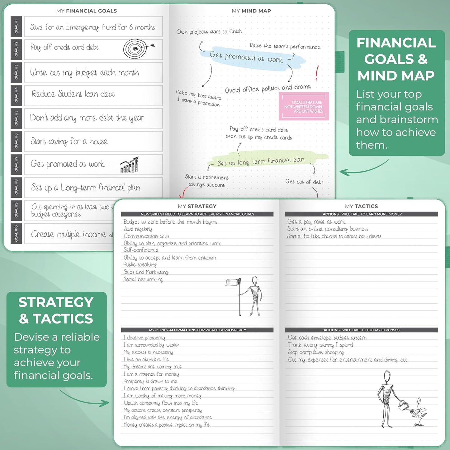 Clever Fox Budget Planner - Expense Tracker Notebook. Monthly Budgeting Organizer, Finance Logbook & Accounts Book, Bill Tracker, A5 (Emerald)
