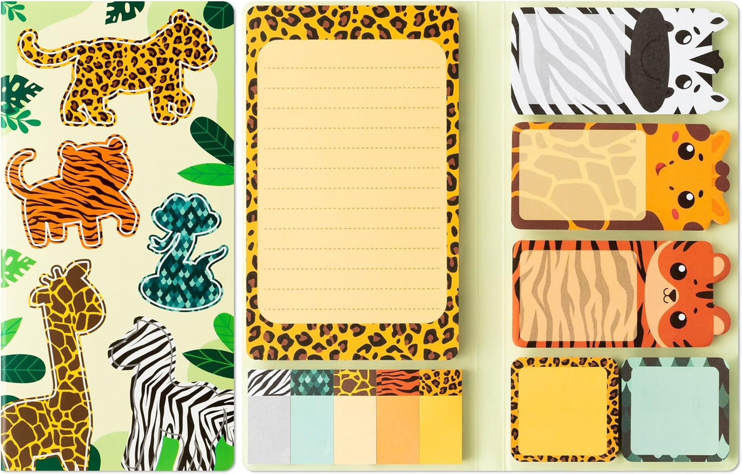 Xqumoi Safari Animal Sticky Notes Set, 550 Sheets, Wild Animal Self-Stick Note Pads Jungle Zoo Animal Writing Memo Pads Page Marker Student Classroom Back to School Office Supplies Small Gift