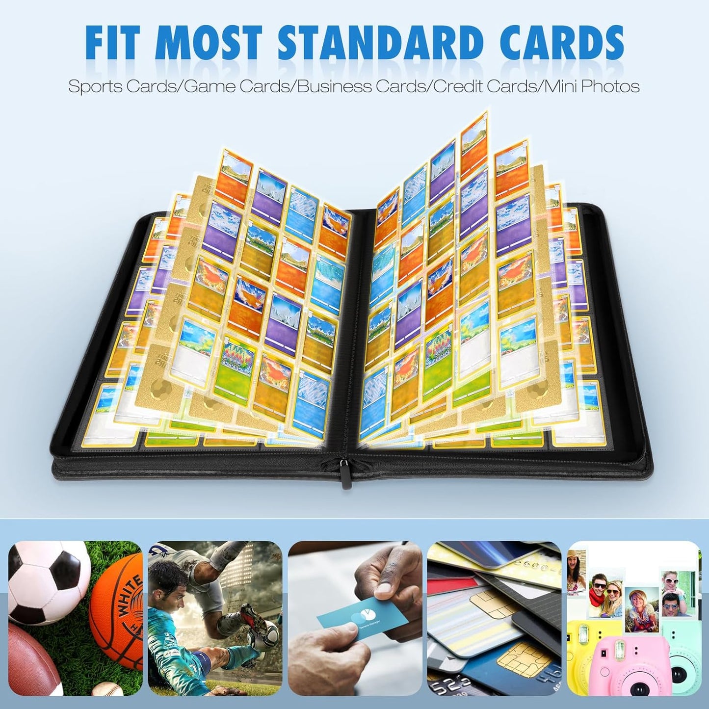 Card Binder, 720 Pockets Trading Card Binder with Sleeves Card Organizer, 12 Pocket Sports Card Holder for Game Card, Baseball Football Basketball Cards (720 Pockets)