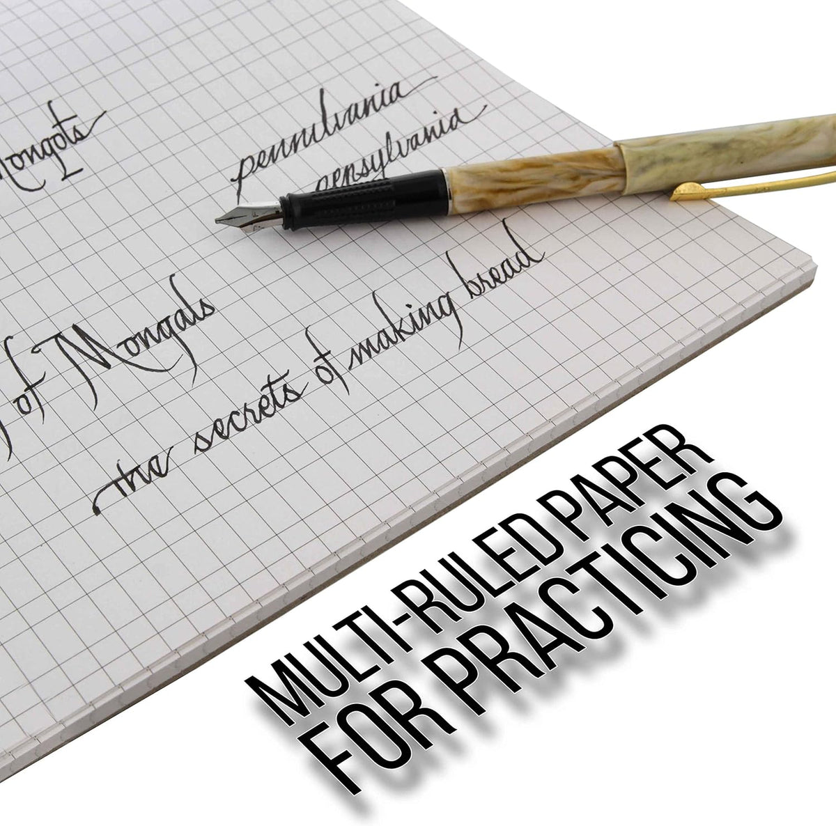 U.S. Art Supply (Pack of 2 Pads) - 9" x 12" Premium Calligraphic Practice Paper Pad, 19 Pound Bond (70gsm), Pad of 50-Sheets, Calligraphy Paper with Printed Practice Rule and Slanted Grid