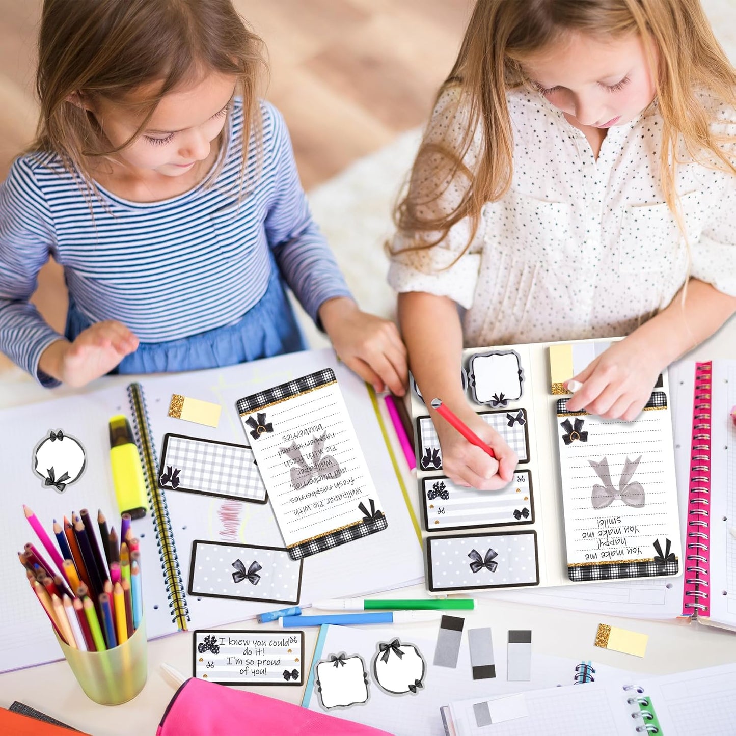 Xqumoi Coquette Black Bow Sticky Notes Set - I’m Just A Girl Self-Stick Note Pads Bowknot Notepads Writing Memo Pad Page Marker Bookmarker Preppy Girly Stuff Back to School Office Supplies Gift