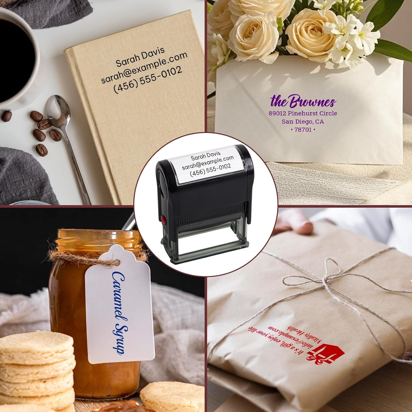 Custom Stamp - Personalized Self-Inking Stamp for Office, Teacher, Address & Business Label Stamper - 5 Sizes - 5 Ink Color Options - Up to 5 Lines of Customized Text (Custom)
