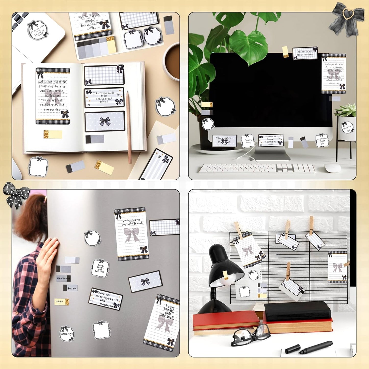 Xqumoi Coquette Black Bow Sticky Notes Set - I’m Just A Girl Self-Stick Note Pads Bowknot Notepads Writing Memo Pad Page Marker Bookmarker Preppy Girly Stuff Back to School Office Supplies Gift