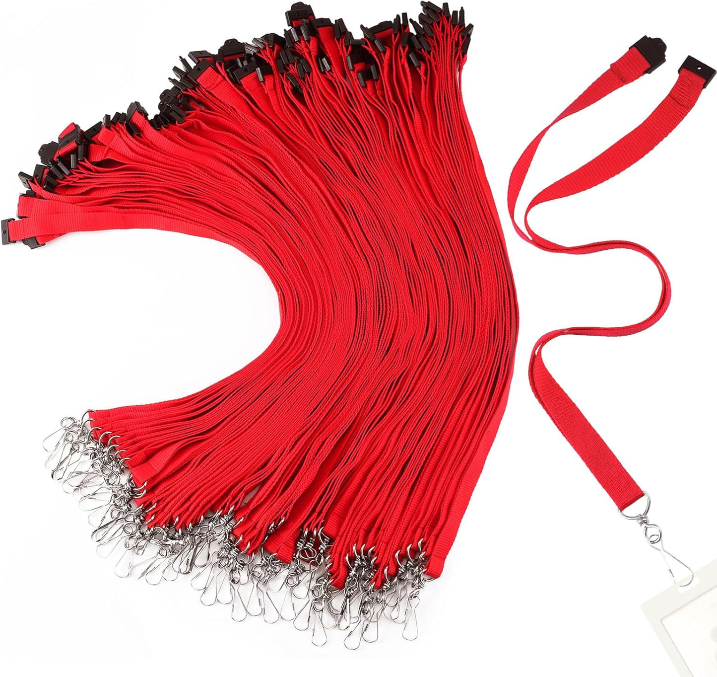 Patelai 60 Pcs Breakaway Lanyards with J Hook Bulk Flat for ID Badges Neck Badge Lanyards Card Nametag Holder Neck Straps (Red)