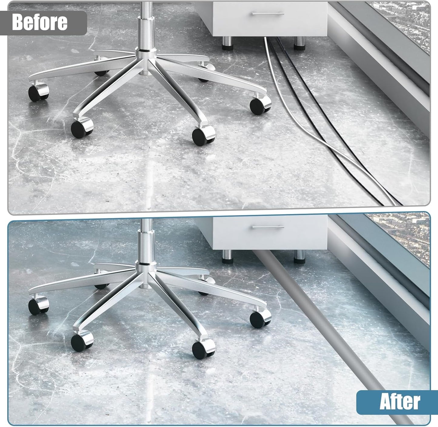 Floor Cord Covers for Wires 3.3FT Cable Hider Wire Coverr Self Adhesive Cord Hider Floor for Offices, Homes, Workshops, Warehouses Cable Cavity 0.51" W x 0.31" H