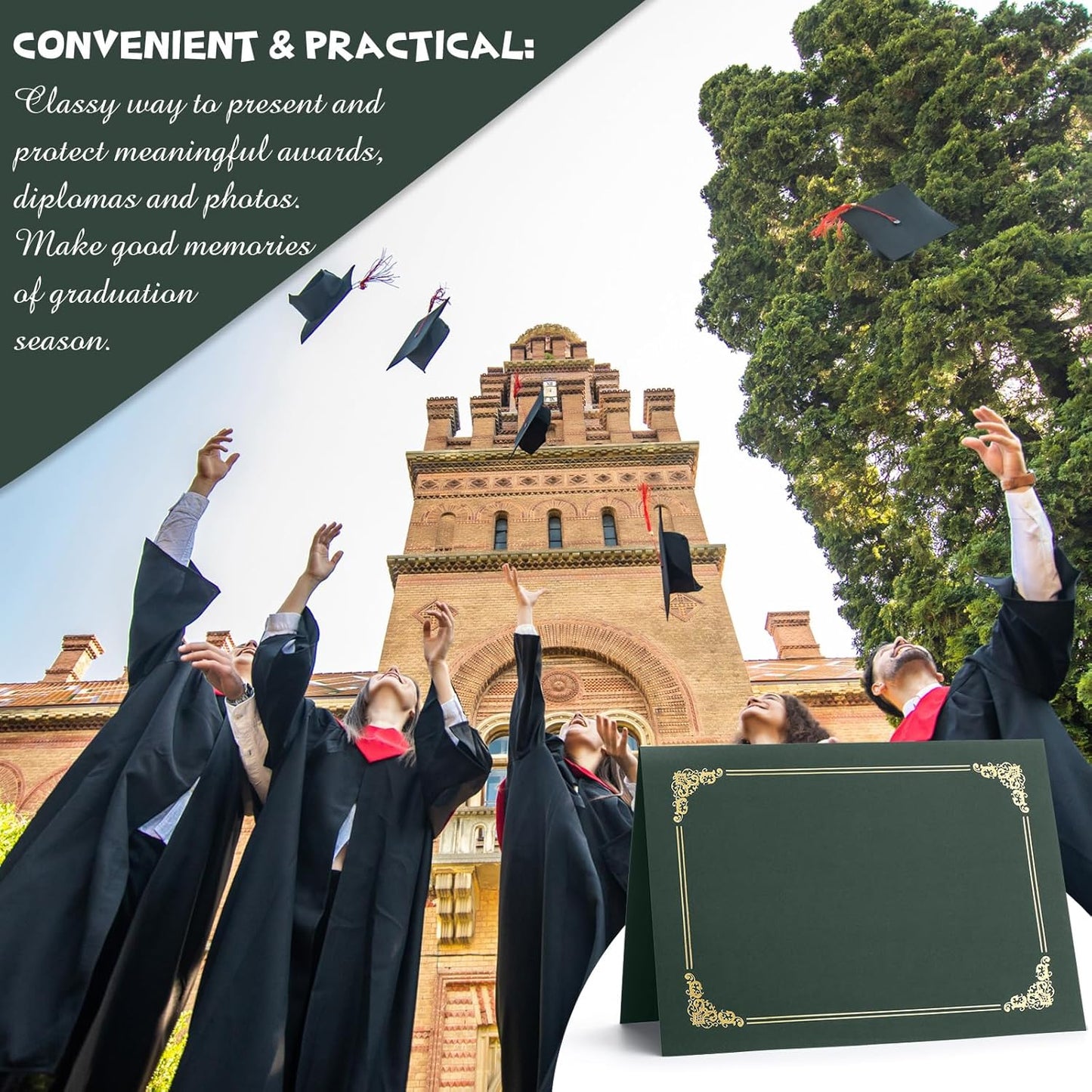 Fainne 80 Pieces Certificate Holders Diploma Holders Document Holder Certificate Covers Certificate Folders with Gold Foil Border for Letter Size 8.5 x 11 Inches Diploma Documents Awards (Green)