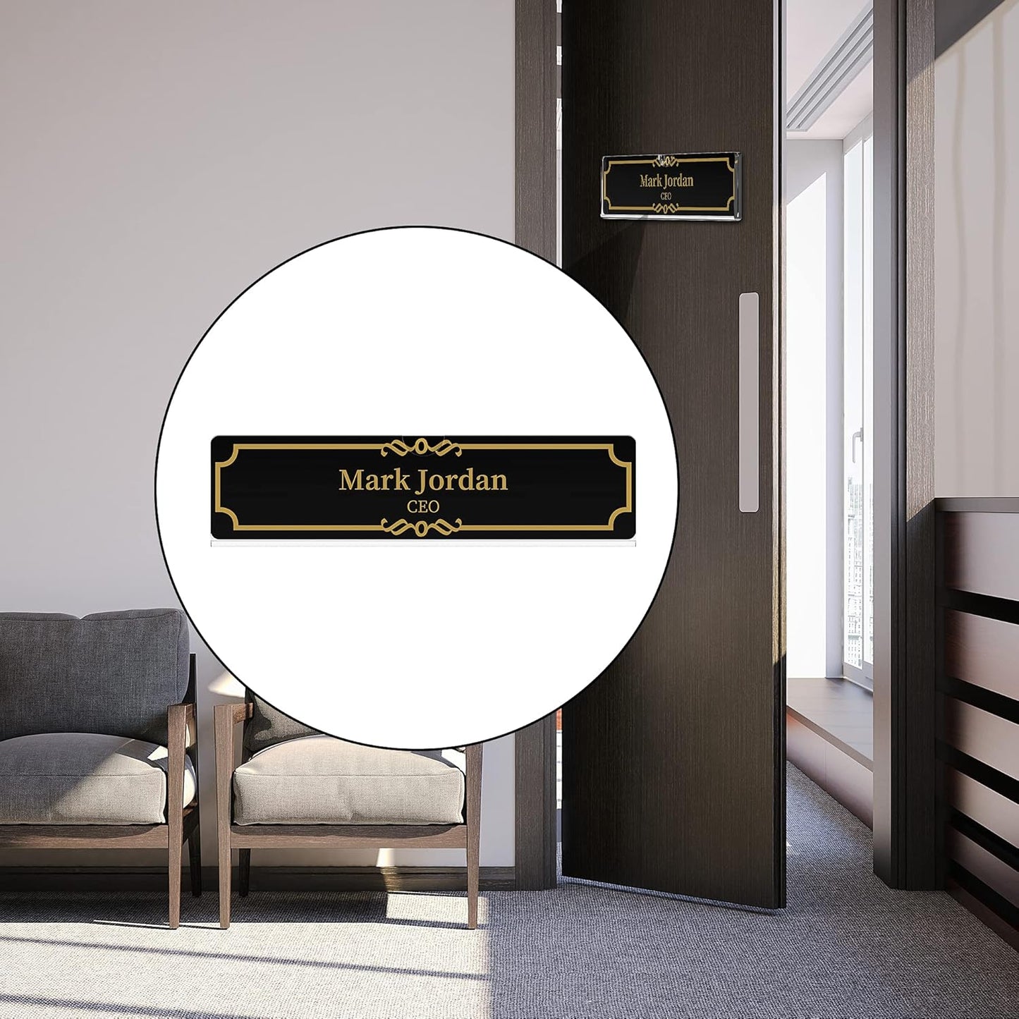 Acrylic Wall Name Plate Holder, Office Door Name Plate with Adhesive Tapes, Clear Sign Holder Frame, 2"x8", 40 Pack