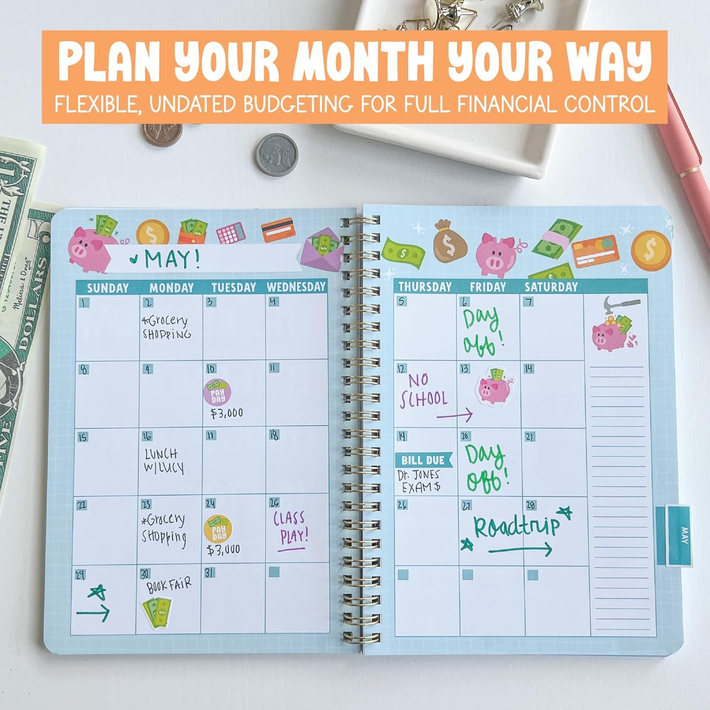 Hadley Designs 2025 Budget Planner and Monthly Bill Organizer - Monthly Budget Planner 2025, Financial Planners Budgeting Book, Bill Tracker Notebook For Expenses, Undated Finance Organizer Journal