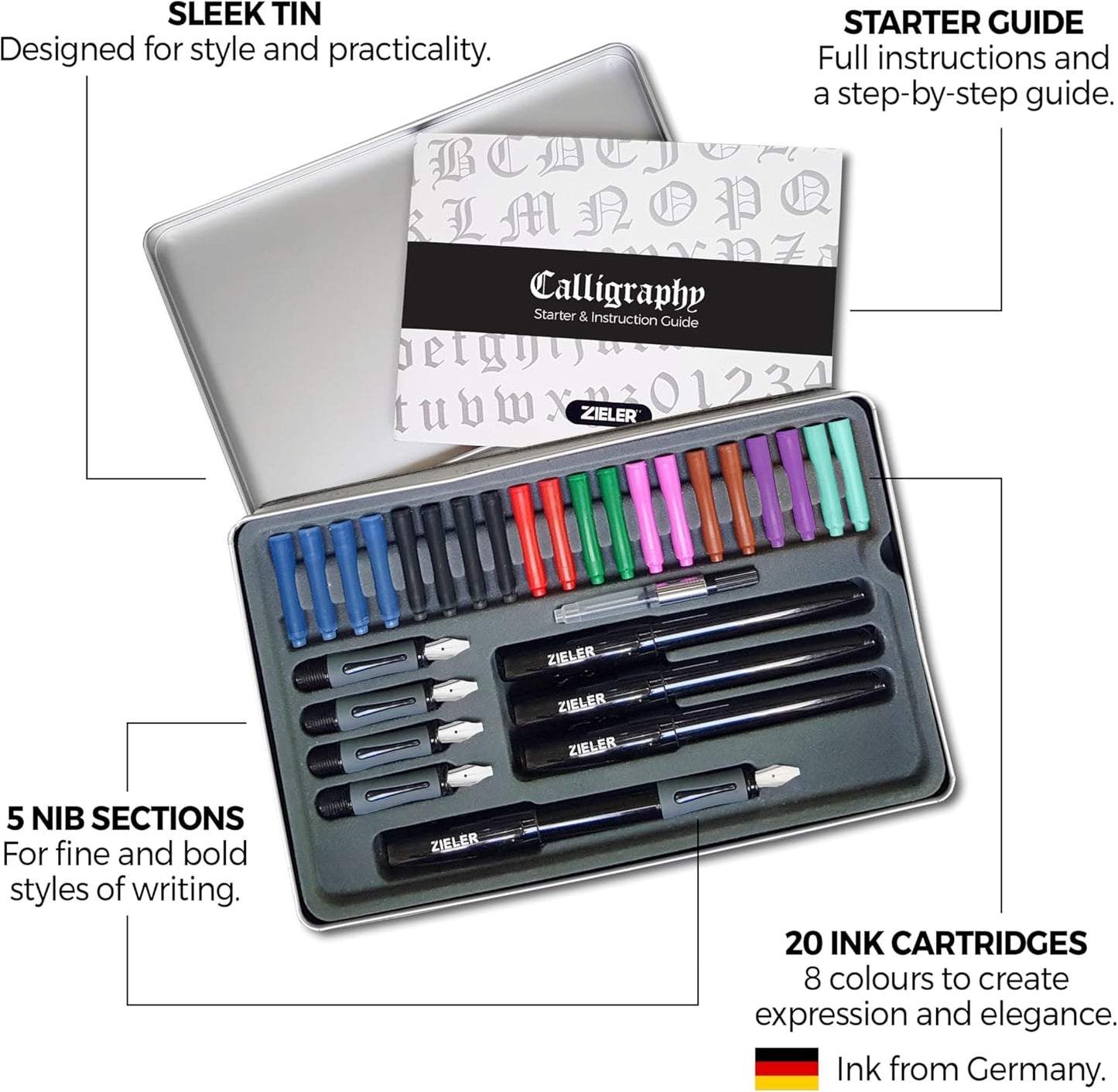 Ultimate Calligraphy Pen Gift Set (32 pieces), in a Tin Gift Box