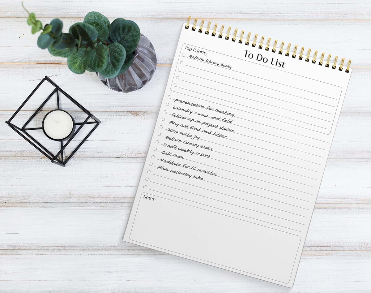 Better Office Products To Do List Notepad, 8.5" x 11", Planning Note Pad, 50 Sheets, Double Wire Spiral, Daily Agenda Productivity Checklist Organizer,(1 Pack)