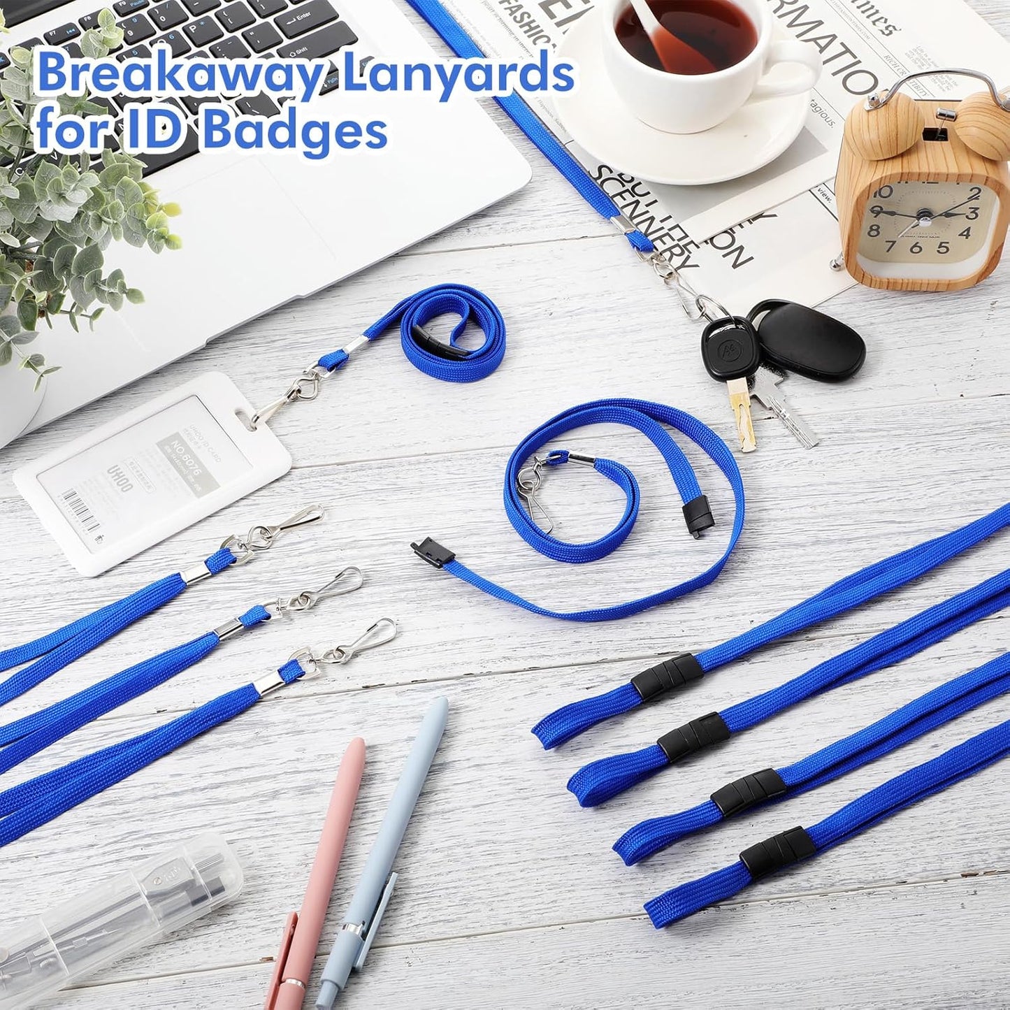 Windyun Breakaway Lanyards for ID Badges Bulk Lanyards Strap with J Hook Flat Lanyards School and Office Supplies
