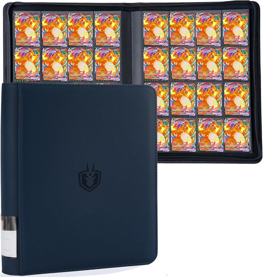 Premium-SV 1024 Pockets Card Binder,Label Design,16 Pocket Trading Card Zipper Binder, Ringless Side Loading Trading Card Album, Folder for TCG,MTG,Sports other Cards -Blue