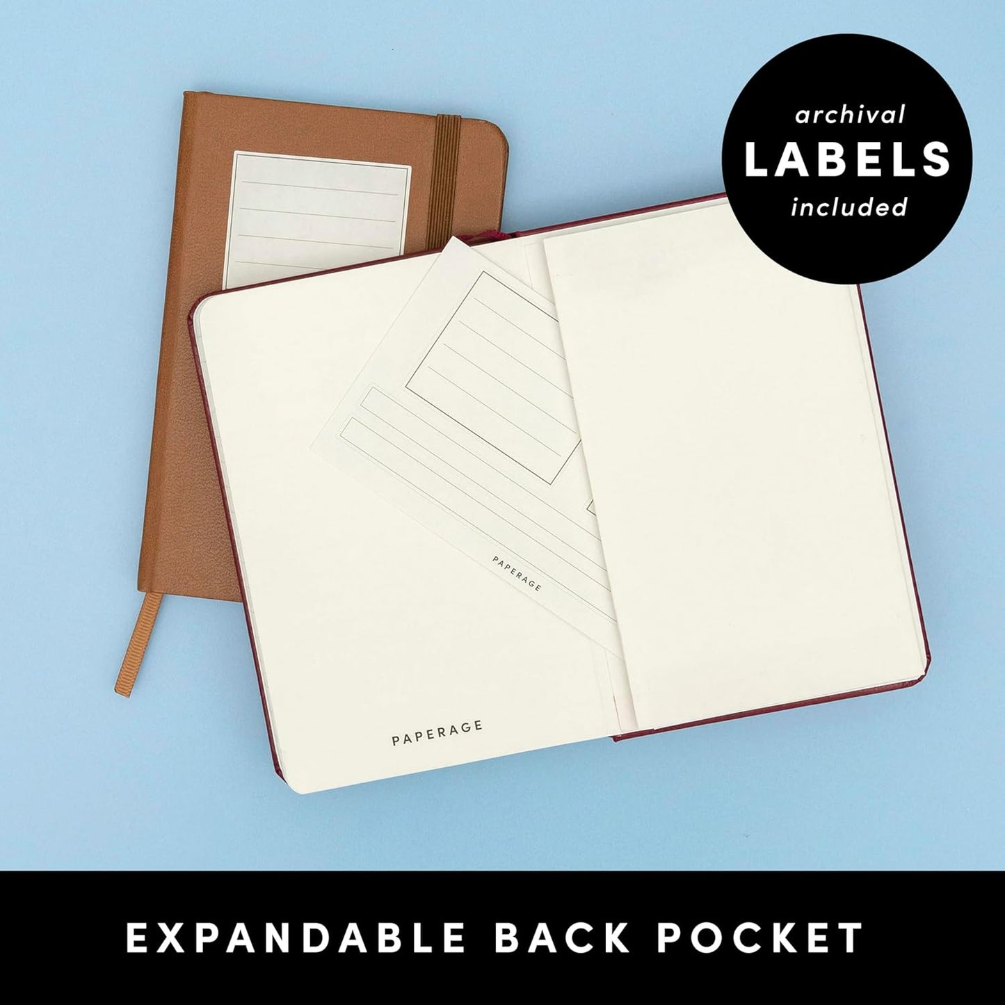 PAPERAGE Lined Pocket Journal Notebook, 3 Pack, (Dark Green, Cognac, Navy), 160 Pages, Small, 3.6 inches x 5.6 inches - 100 gsm Thick Paper, Hardcover