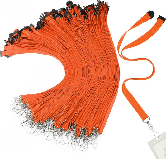Patelai 120 Pcs Breakaway Lanyards with J Hook Bulk Flat for ID Badges Neck Badge Lanyards Card Nametag Holder Neck Straps (Orange)