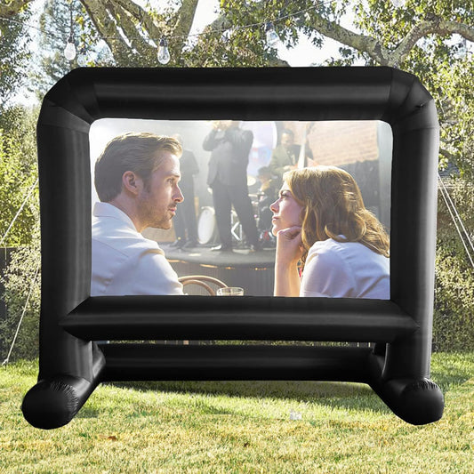 HuaKastro 14 FT Inflatable Projector Screen – One-Piece Design, Easy Setup Blow-Up Movie Screen with Quiet Fan, Ideal for Outdoor & Indoor Movie Nights, Backyard Events, and Parties (Stable Base)